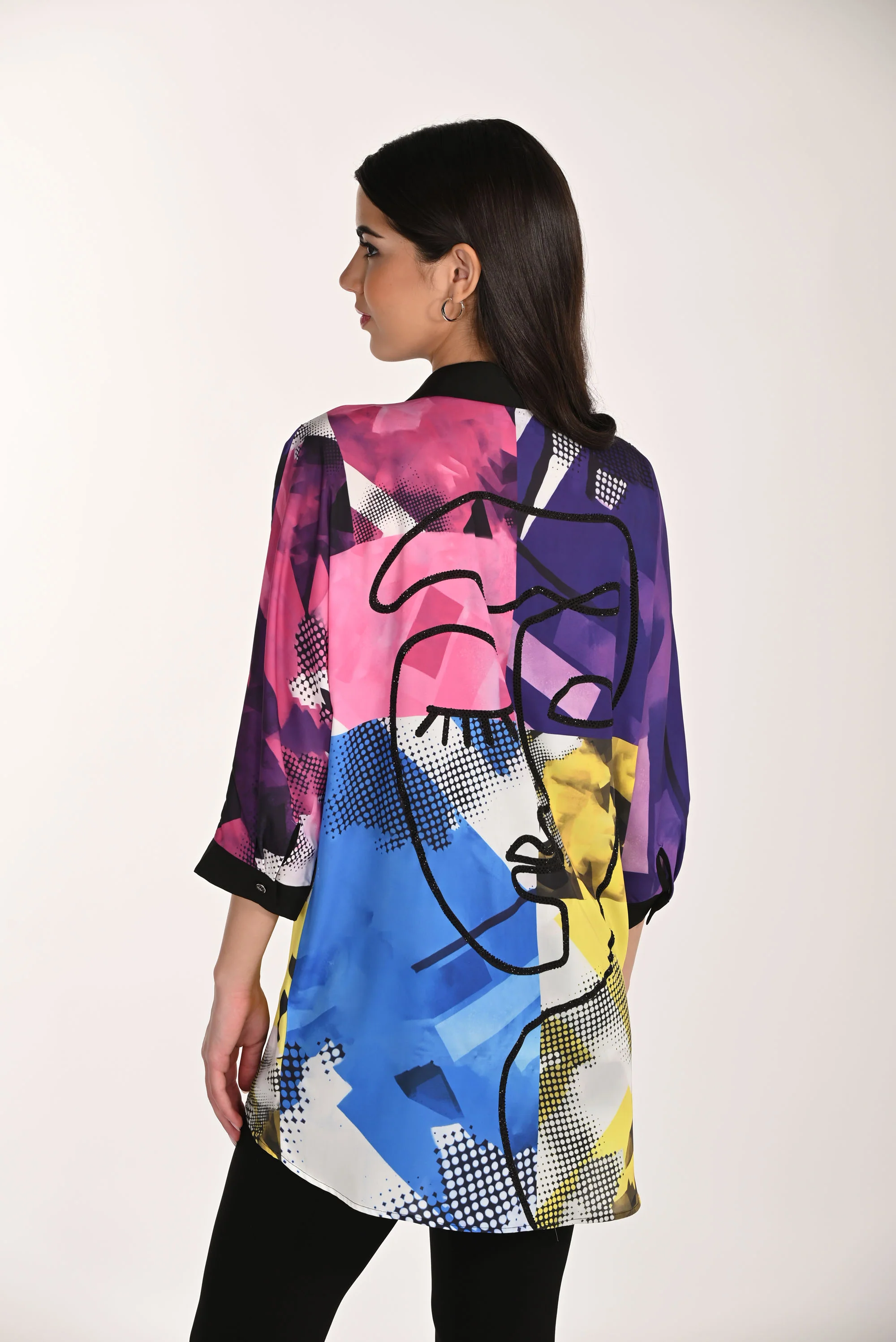 Frank Lyman Abstract Print Blouse with Jewels Style 266541 - Image 2