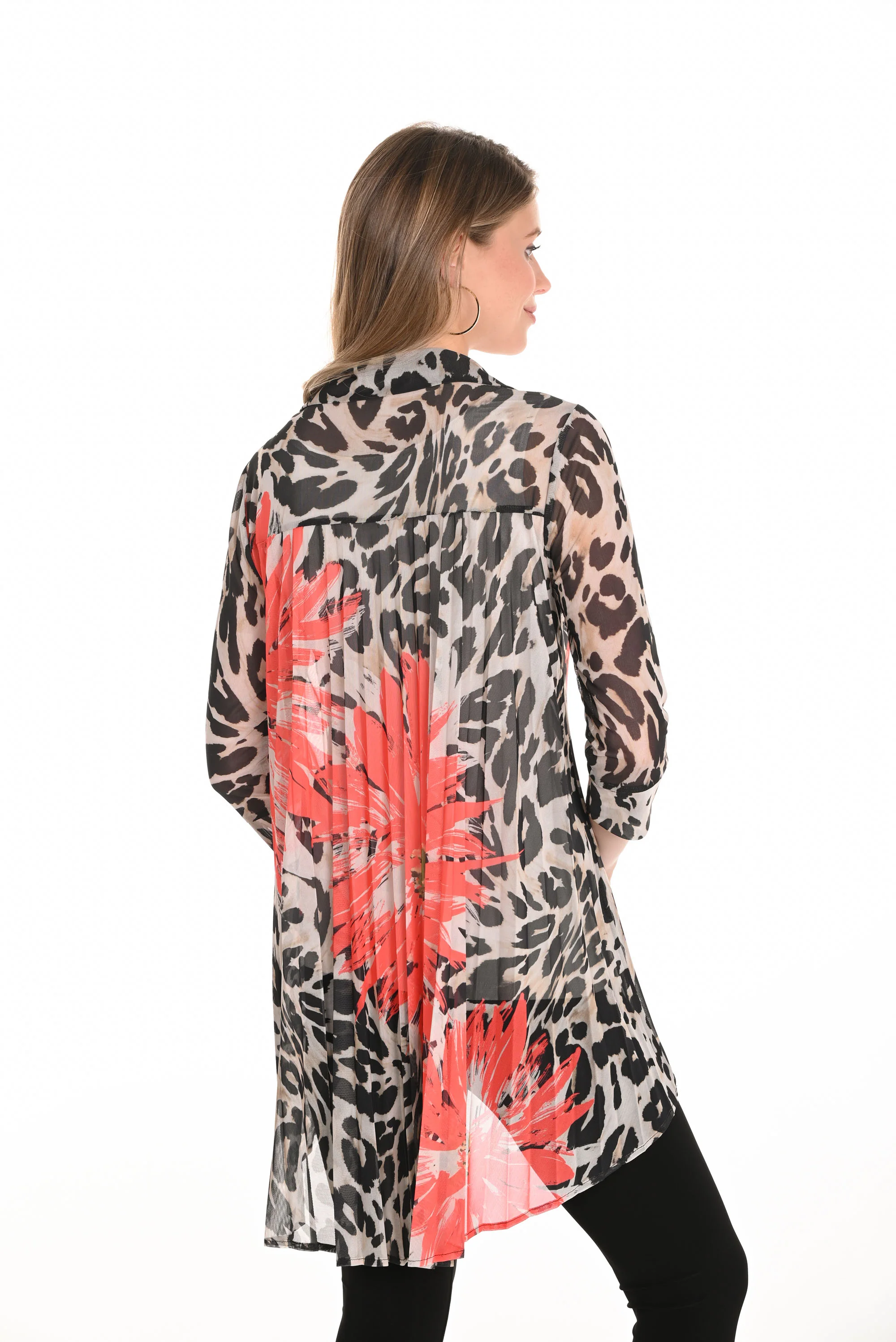 Frank Lyman Beige/Orange High-Low Blouse Style 251401 - Image 3