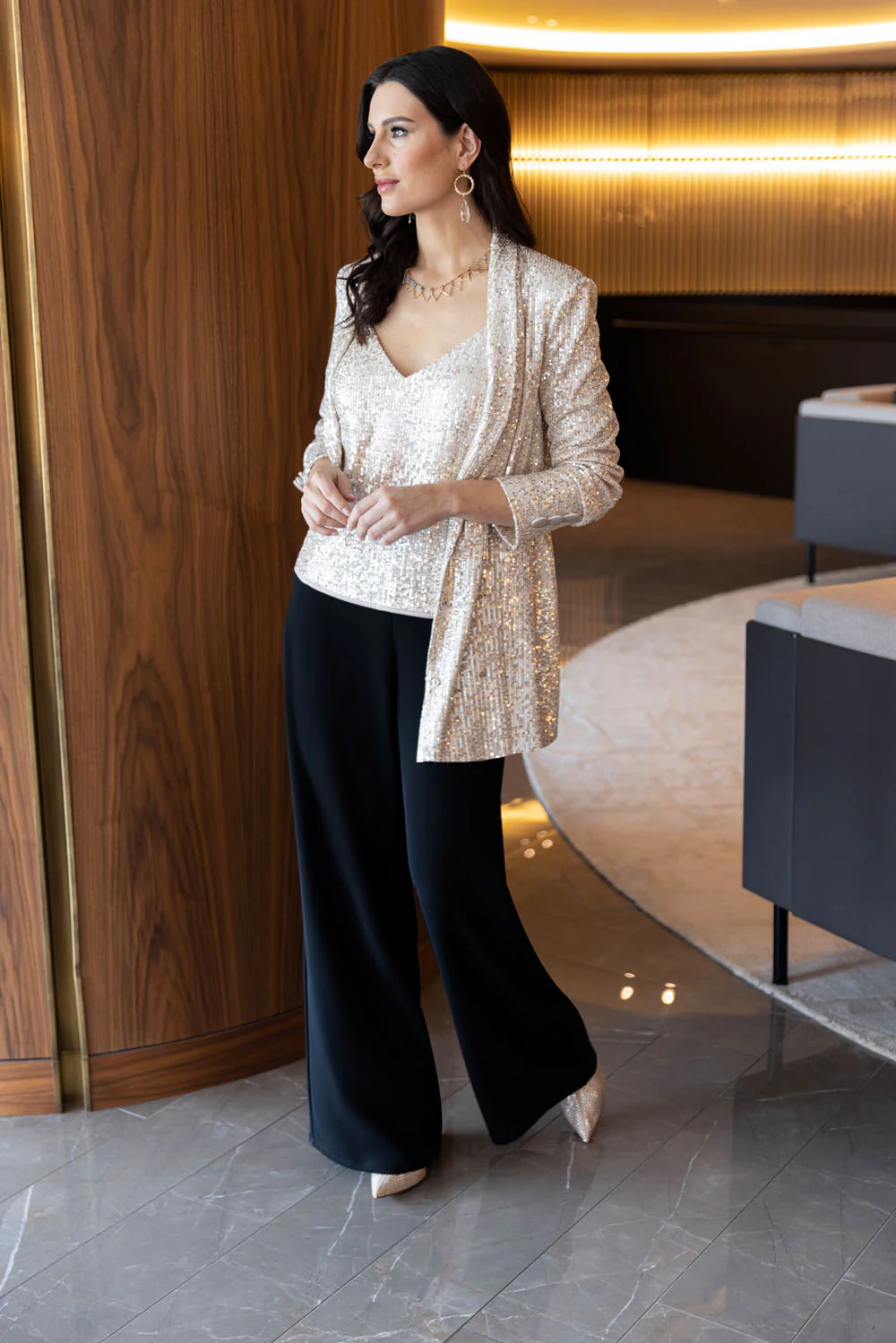 Frank Lyman Beige/Silver Jacket Style 239814U - Image 2