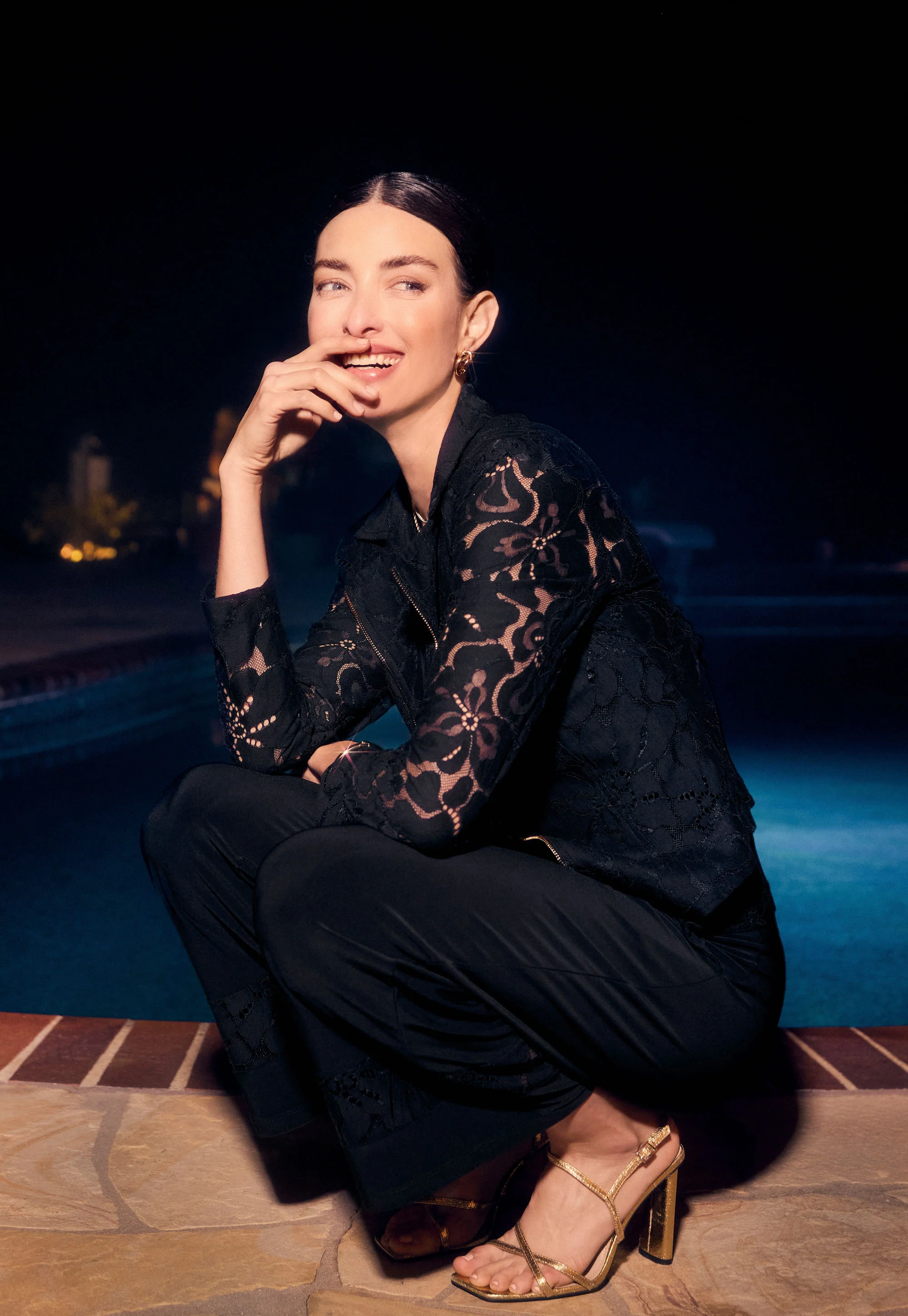 Frank Lyman Black Jacket with Floral Design Style 251268 - Image 2