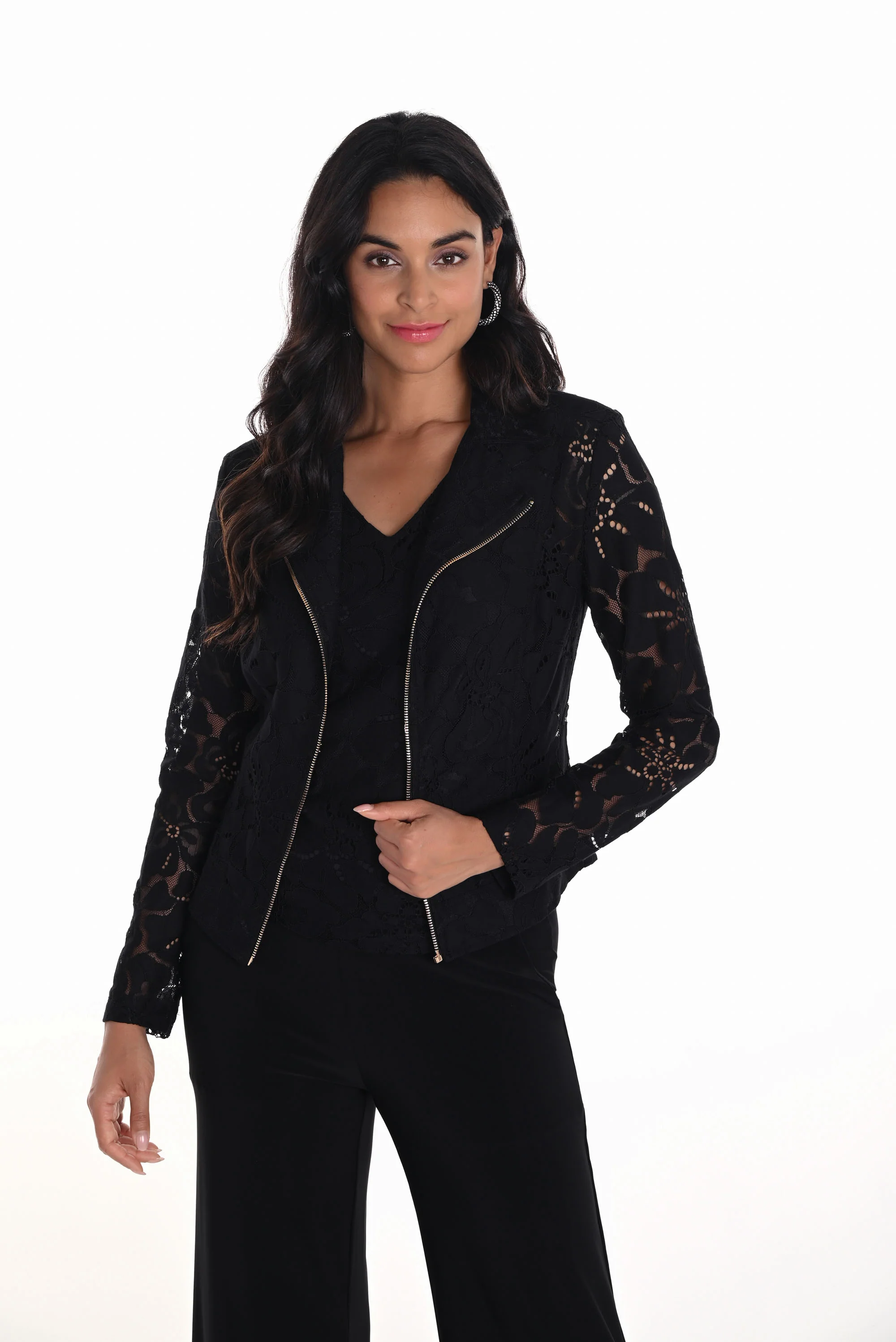 Frank Lyman Black Jacket with Floral Design Style 251268 - Image 3