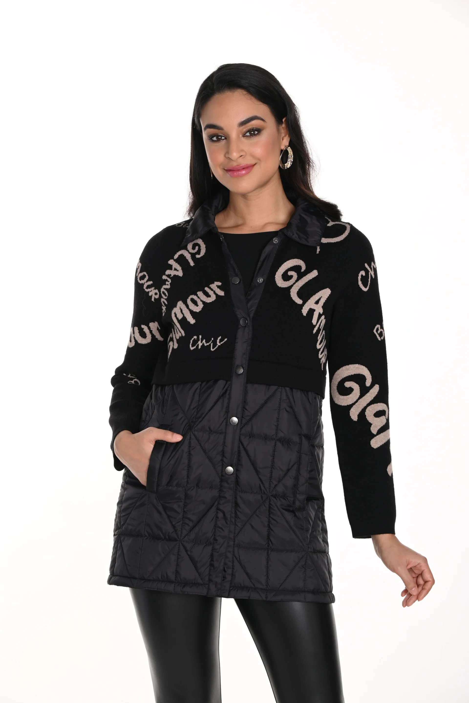 Frank Lyman Black/Beige Button Down Jacket Style 243484 - Image 2