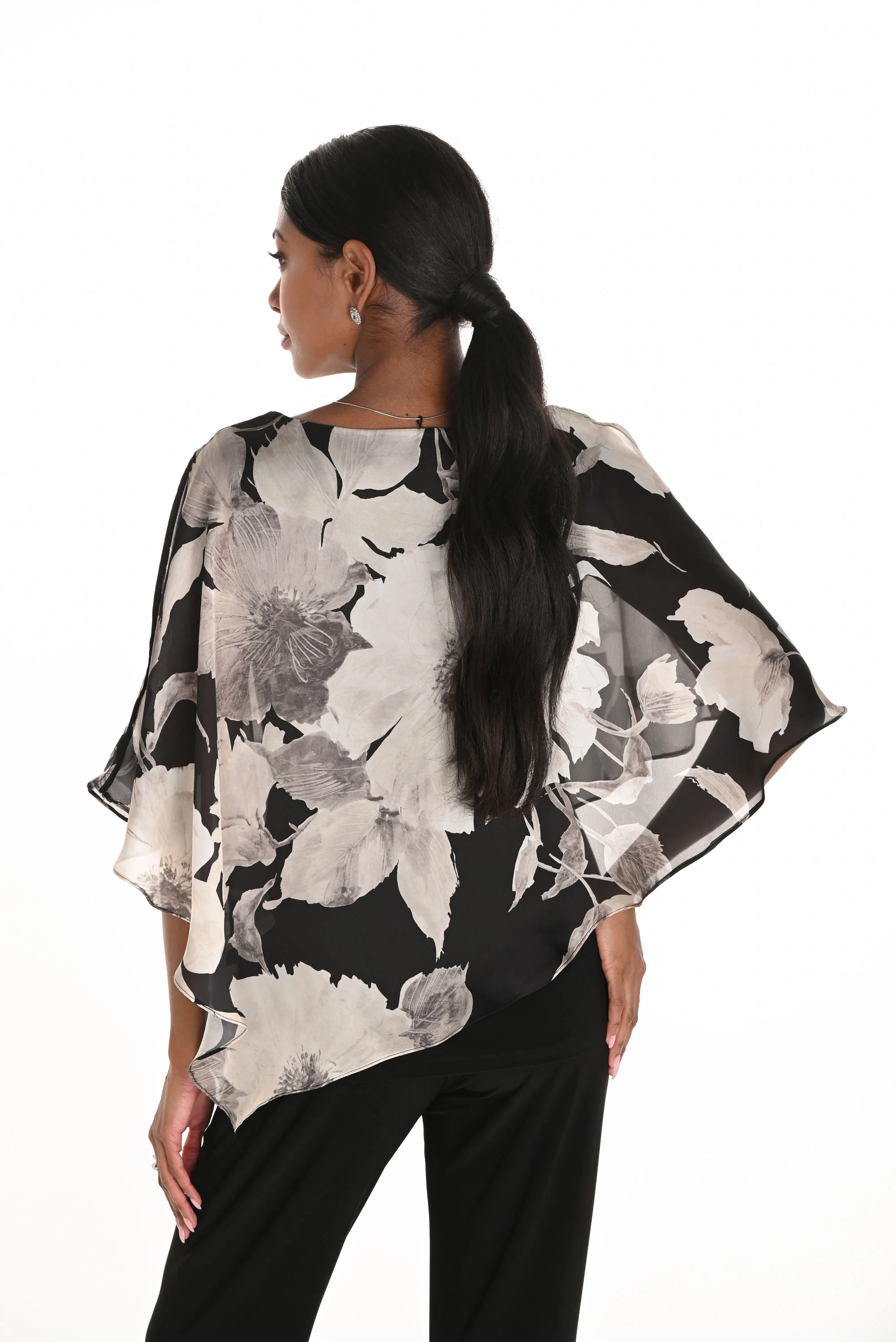 Frank Lyman Black/Beige Floral Top With Jewel Embellishment Style 259343 - Image 3