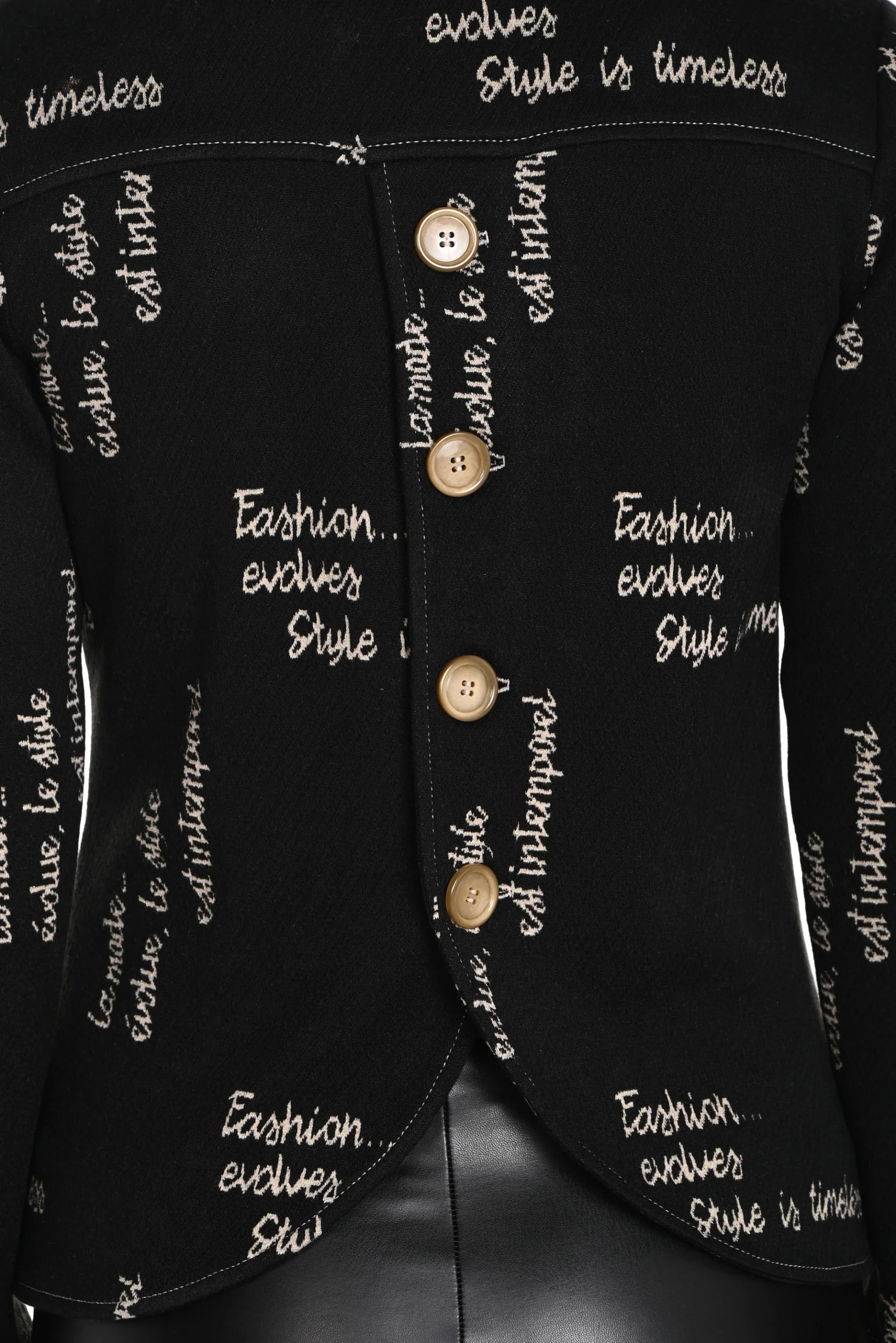 Frank Lyman Black/Beige Mandarin Collar Jacket Style 243393 - Image 5