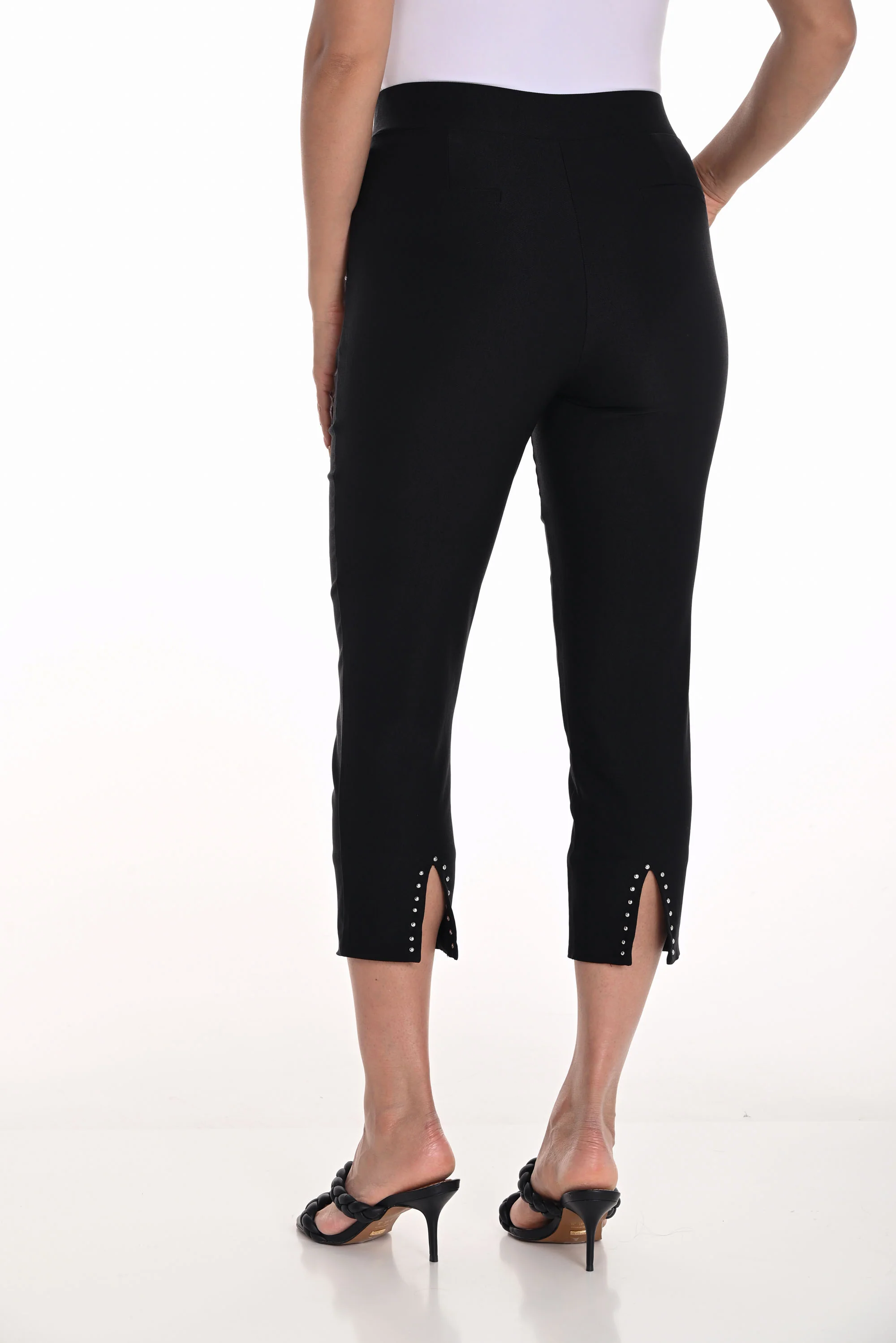 Frank Lyman Black Capri Slim Fit Pants with Slit Hem Style 251605 - Image 2