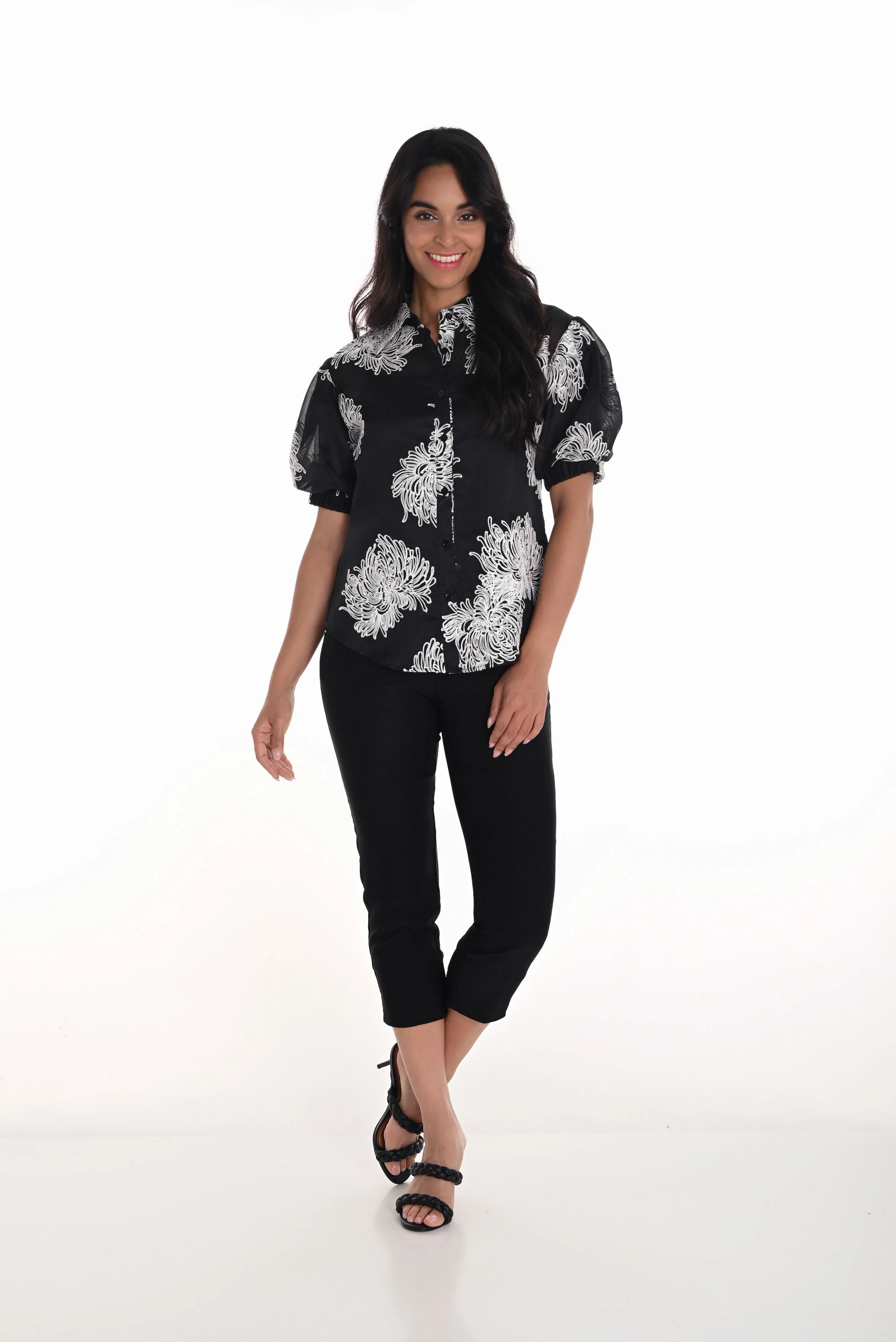 Frank Lyman Black Capri Slim Fit Pants with Slit Hem Style 251605 - Image 4