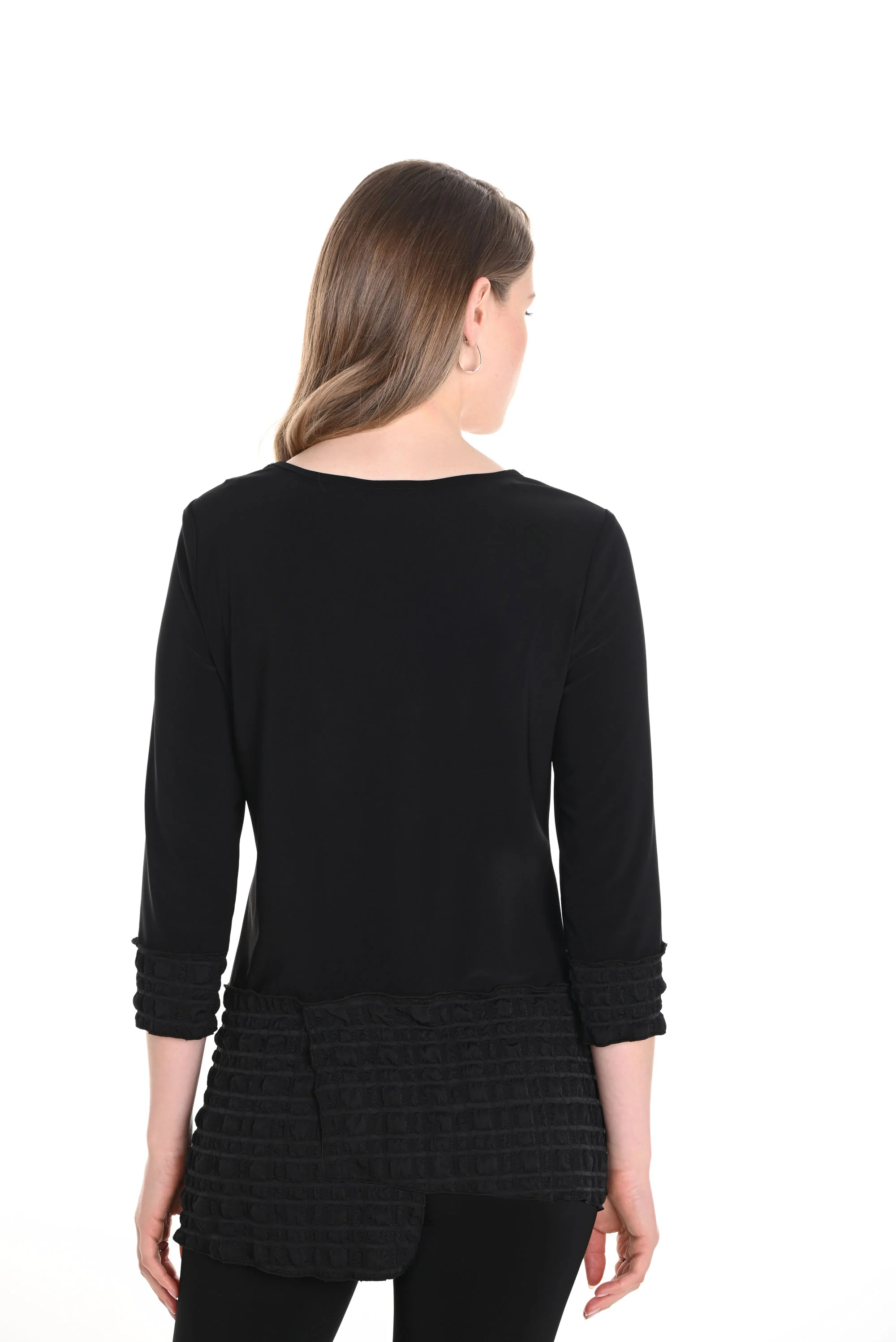 Frank Lyman Black Casual Ruffled Boat Neck Pullover Style 256835U - Image 2