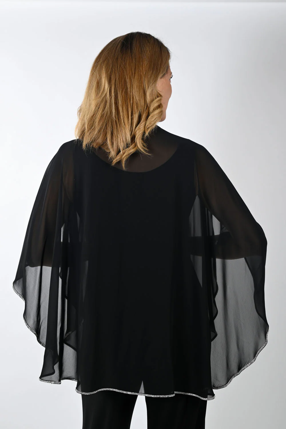 Frank Lyman Black Chiffon Cape Style 239124 - Image 3