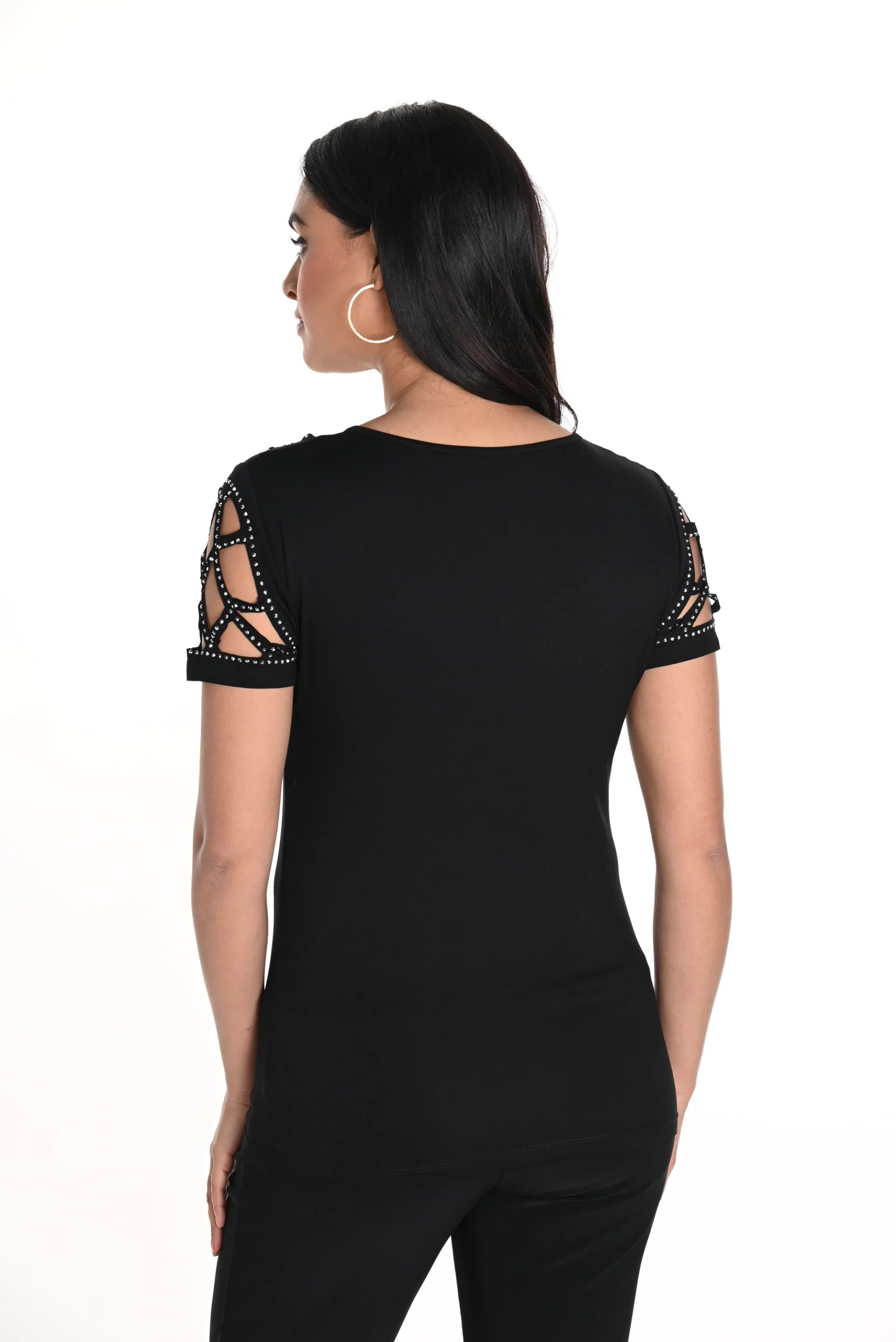 Frank Lyman Black Dotted Keyhole Casual Top Style 243465U - Image 2