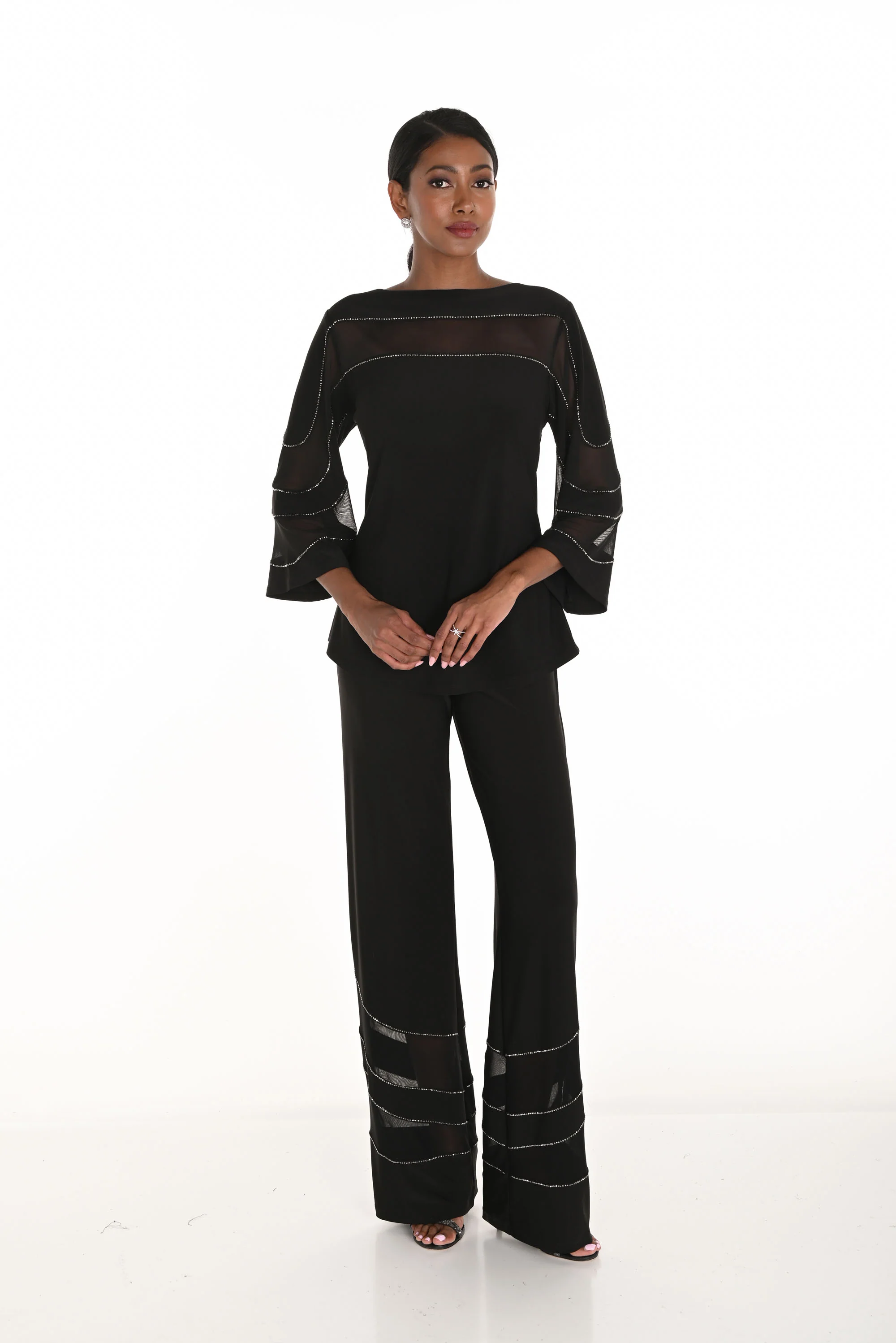 Frank Lyman Black Flare Pants with Jewels Style 259758 - Image 4