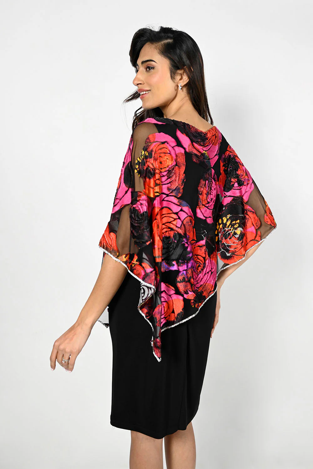 Frank Lyman Black/Fuchsia Floral Print Dress Style 227171 - Image 2