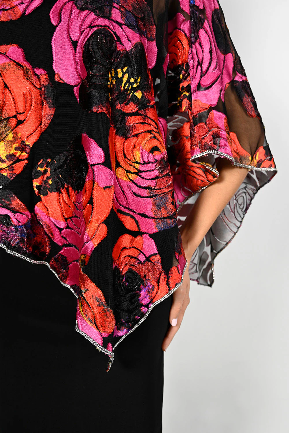 Frank Lyman Black/Fuchsia Floral Print Dress Style 227171 - Image 3