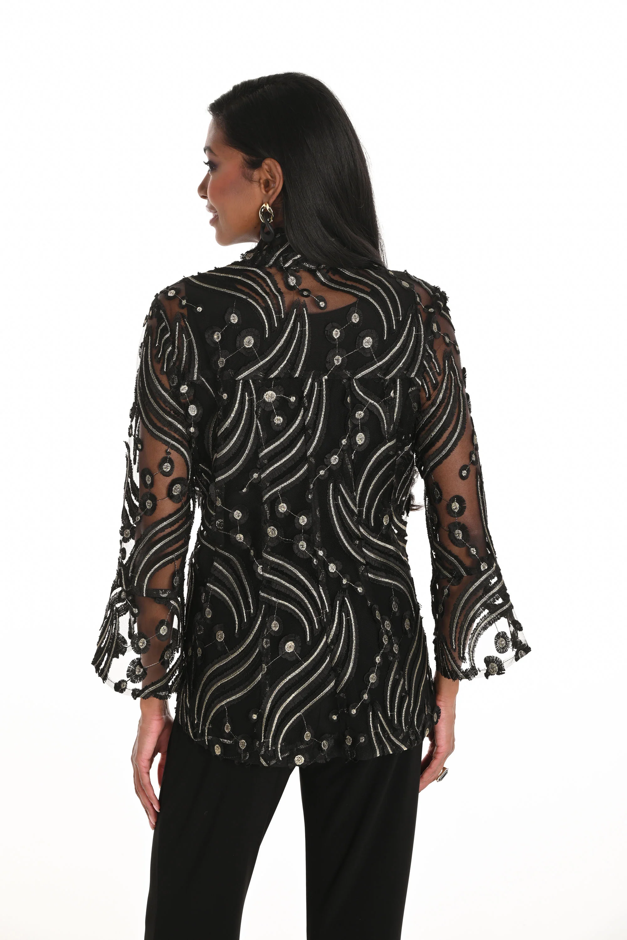 Frank Lyman Black/Gold 3/4 Bell Sleeve Jacket Style 259134 - Image 2