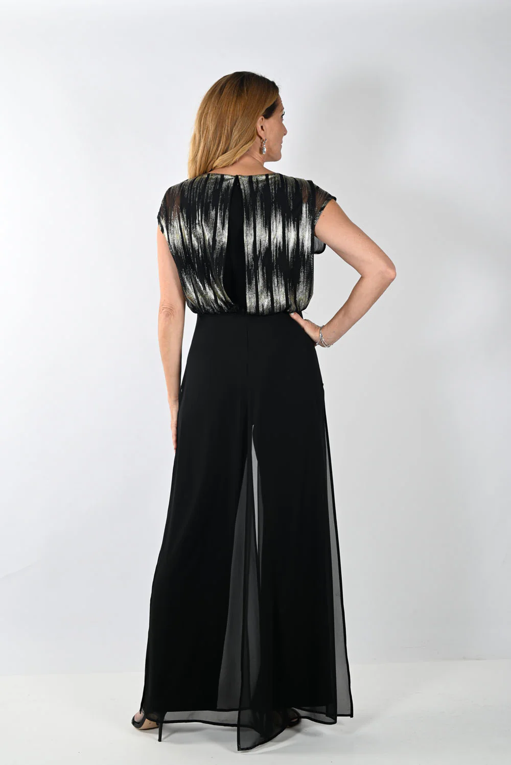 Frank Lyman Black/Gold Knit Jumpsuit Style 239180 - Image 3