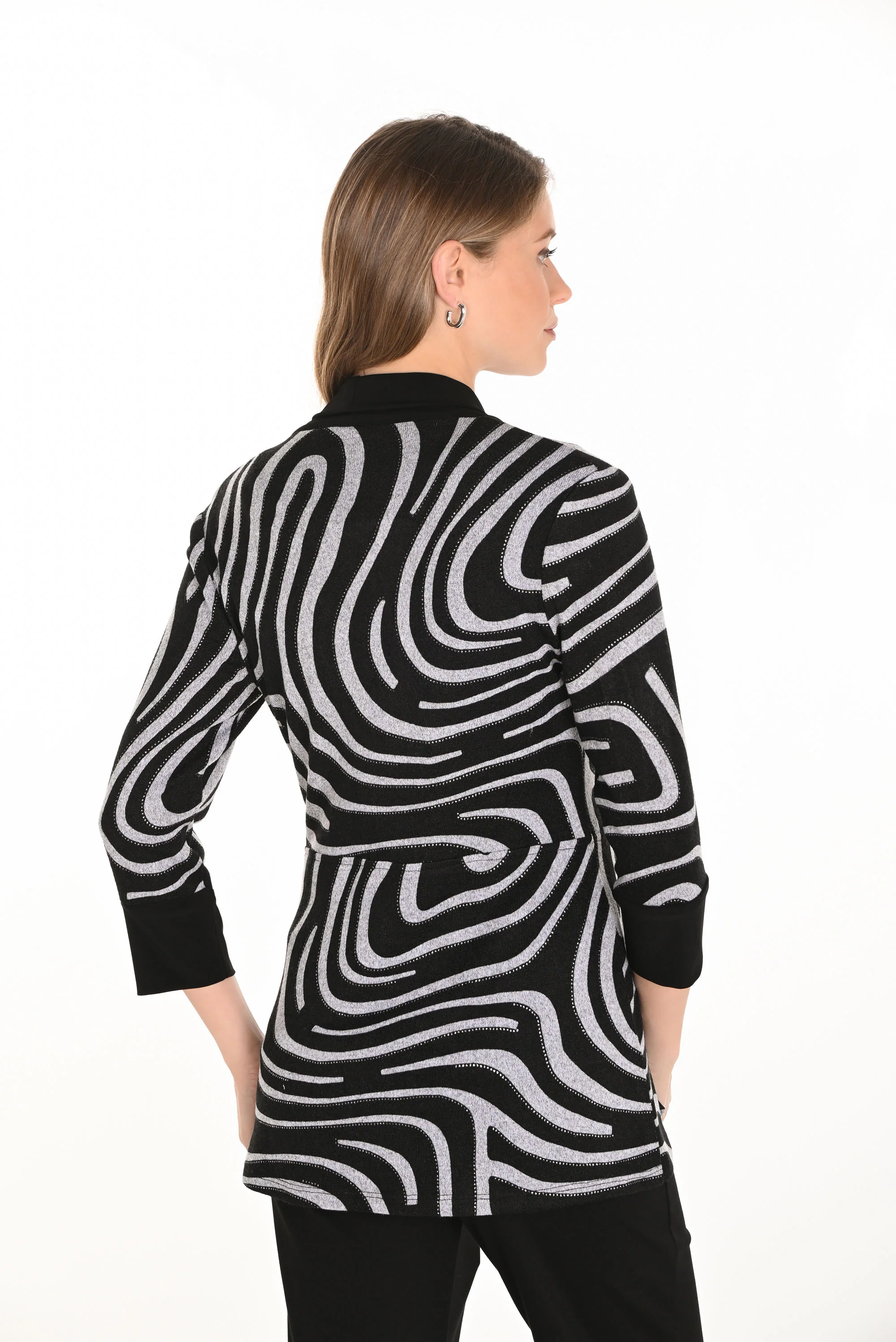 Frank Lyman Black/Grey Open Front Cardigan Style 253175 - Image 2