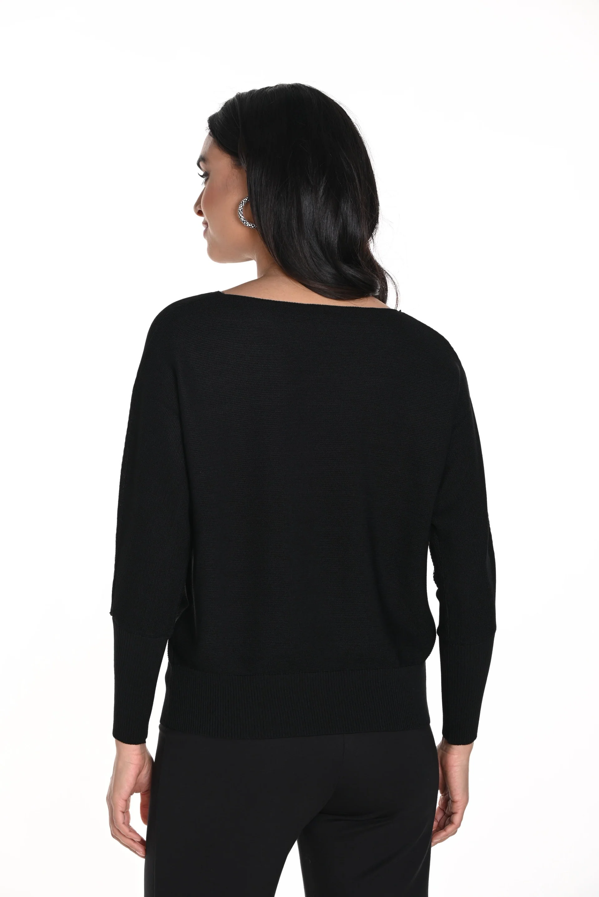 Frank Lyman Black/Gunmetal Boat Neck Striped Sweater Style 243437U - Image 3