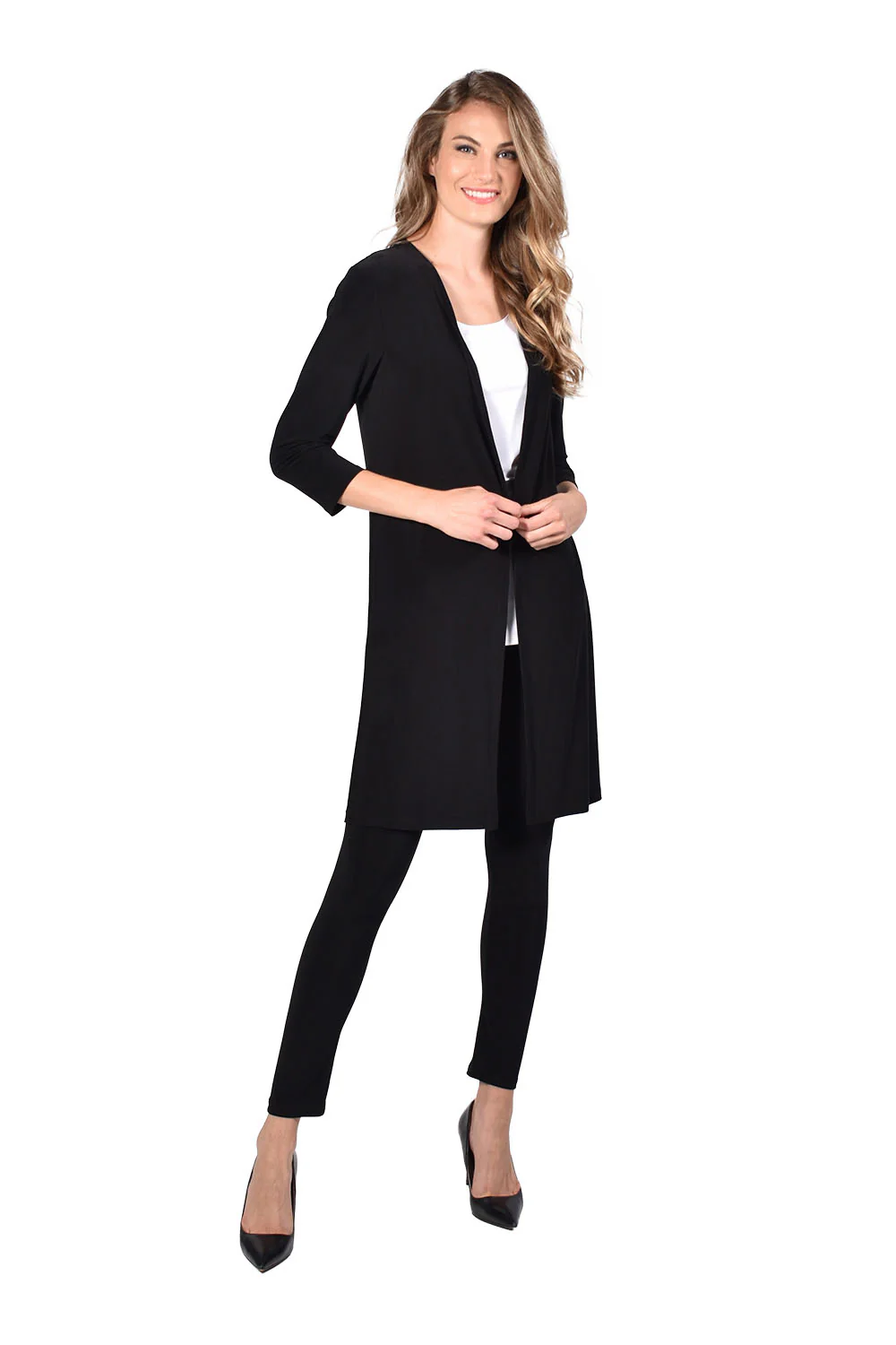 Frank Lyman Black Knit Duster Cardigan Style 216009