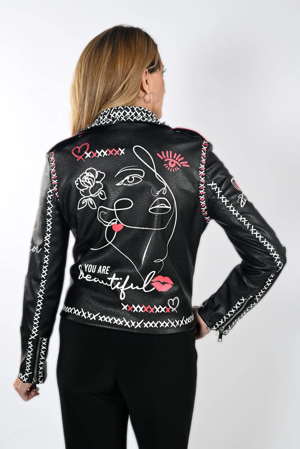 Frank Lyman Black Leatherette Moto Jacket Style 233816U - Image 3