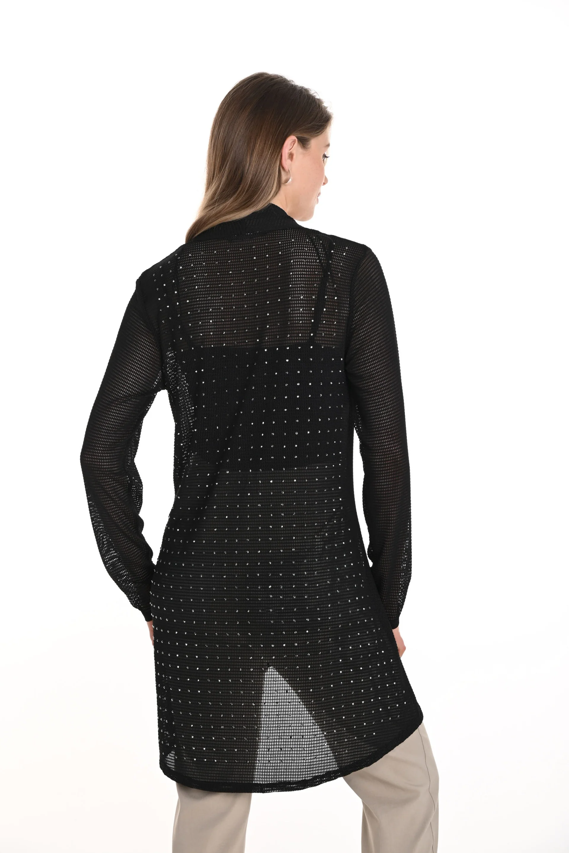 Frank Lyman Black Mesh Knit Cover Up With Rhinestones Style 256713U - Image 2