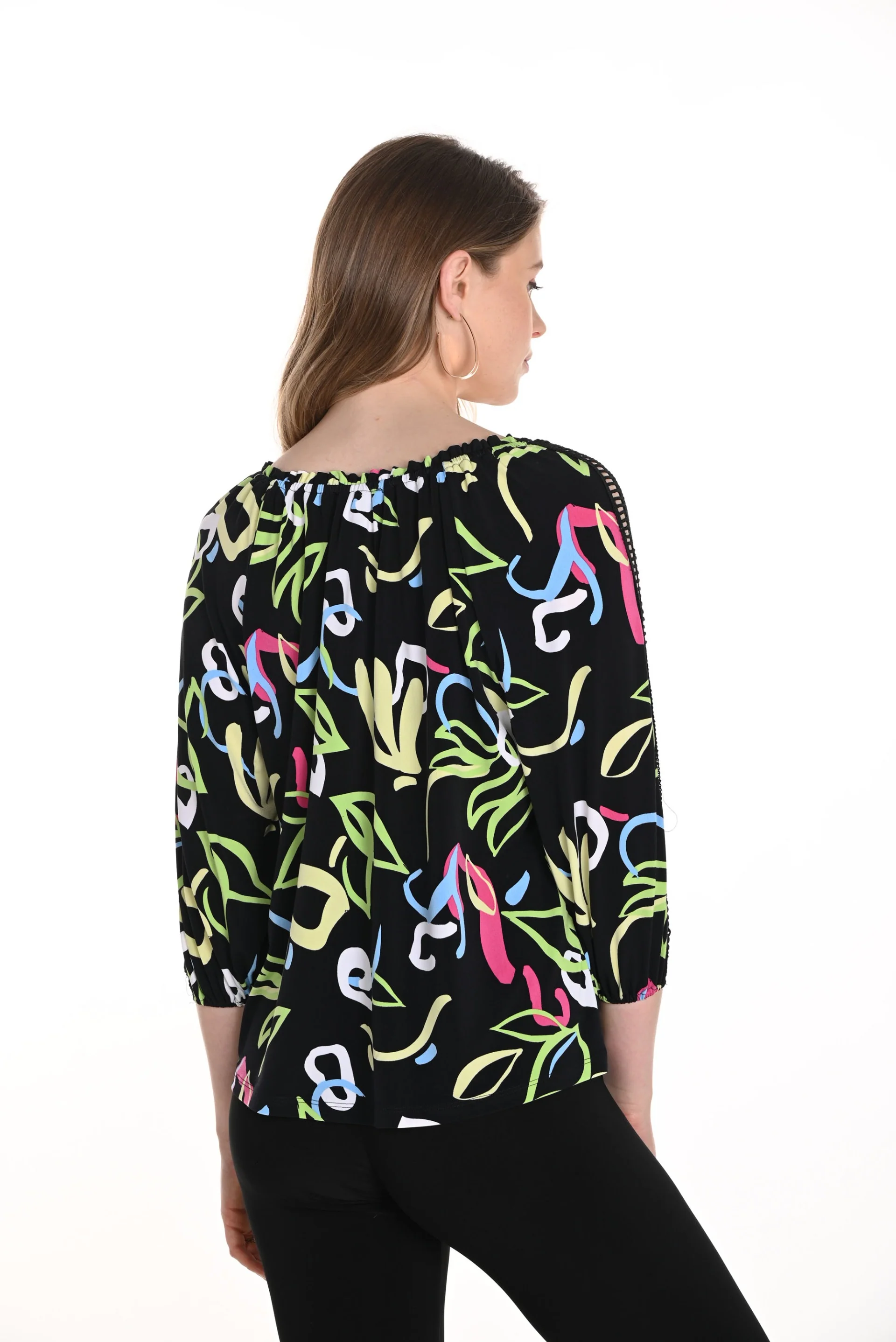Frank Lyman Black/Multi Abstract Print Top Style 256190 - Image 2