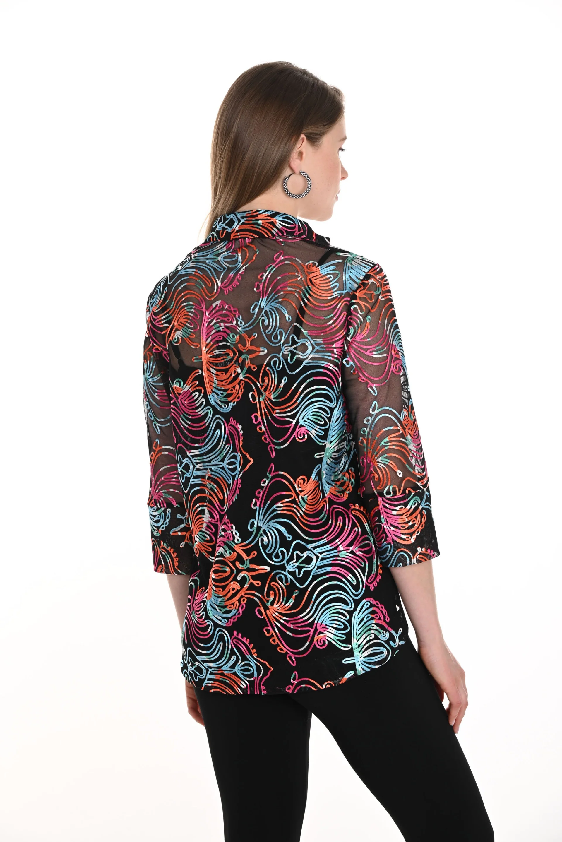 Frank Lyman Black/Multi Jacket with Abstract Lace Embroidery Style 256278 - Image 2
