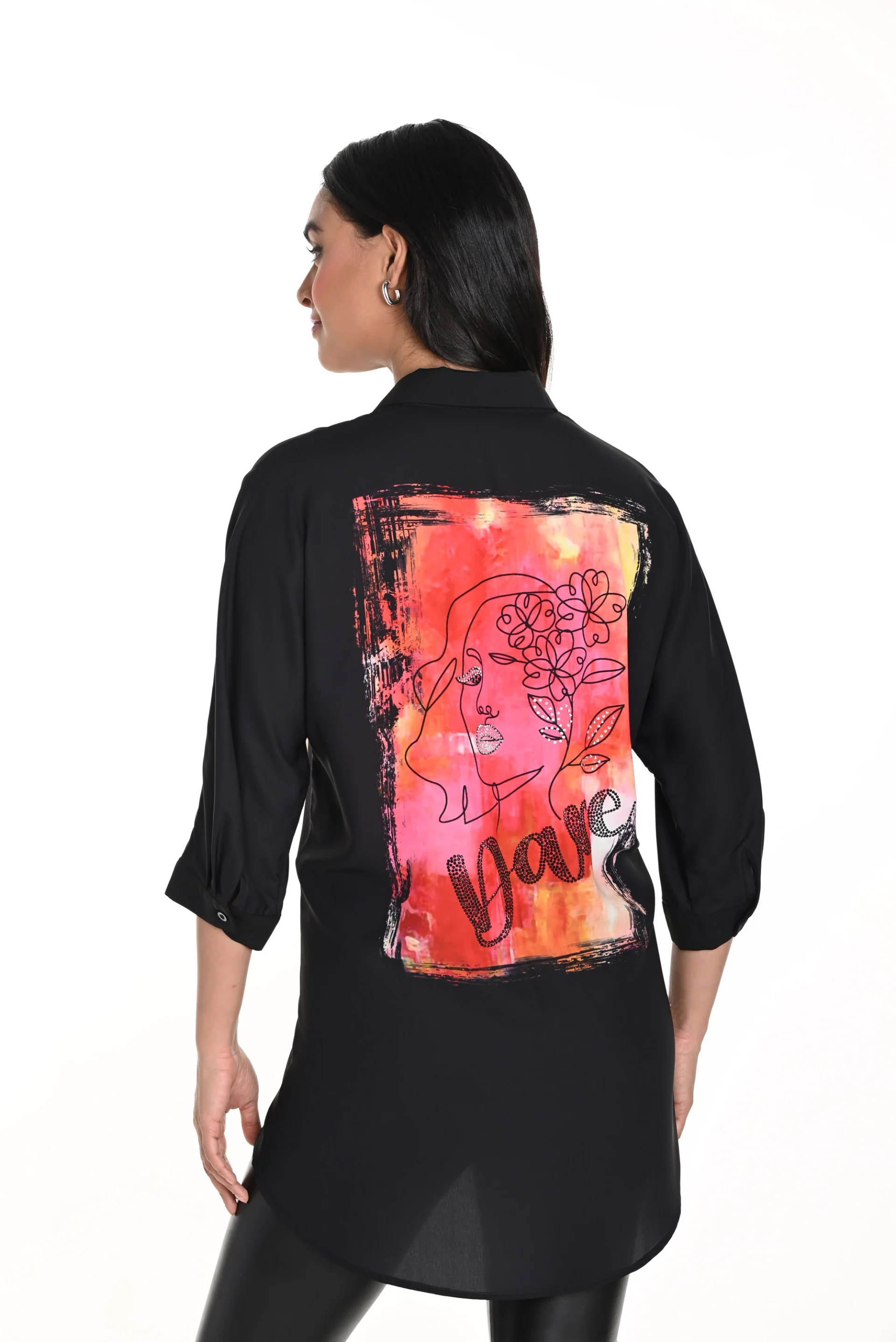 Frank Lyman Black/Orange Blouse Style 243488U - Image 4