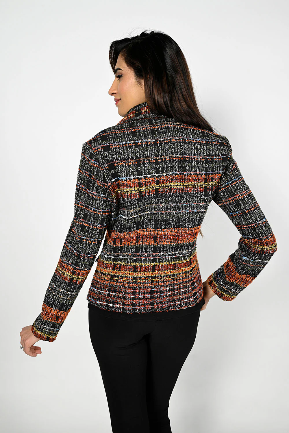 Frank Lyman Black/Orange Woven Jacket Style 223747 - Image 3