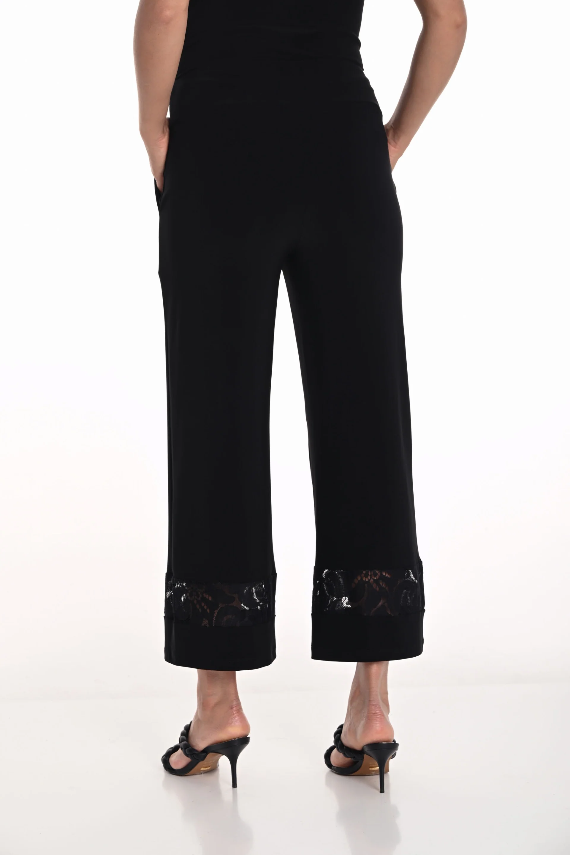 Frank Lyman Black Pants with Lace Embroidery Insert Style 251266 - Image 2