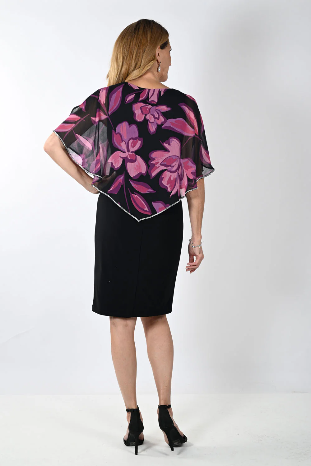 Frank Lyman Black/Purple Dress with Chiffon Overlay Style 239101 - Image 4