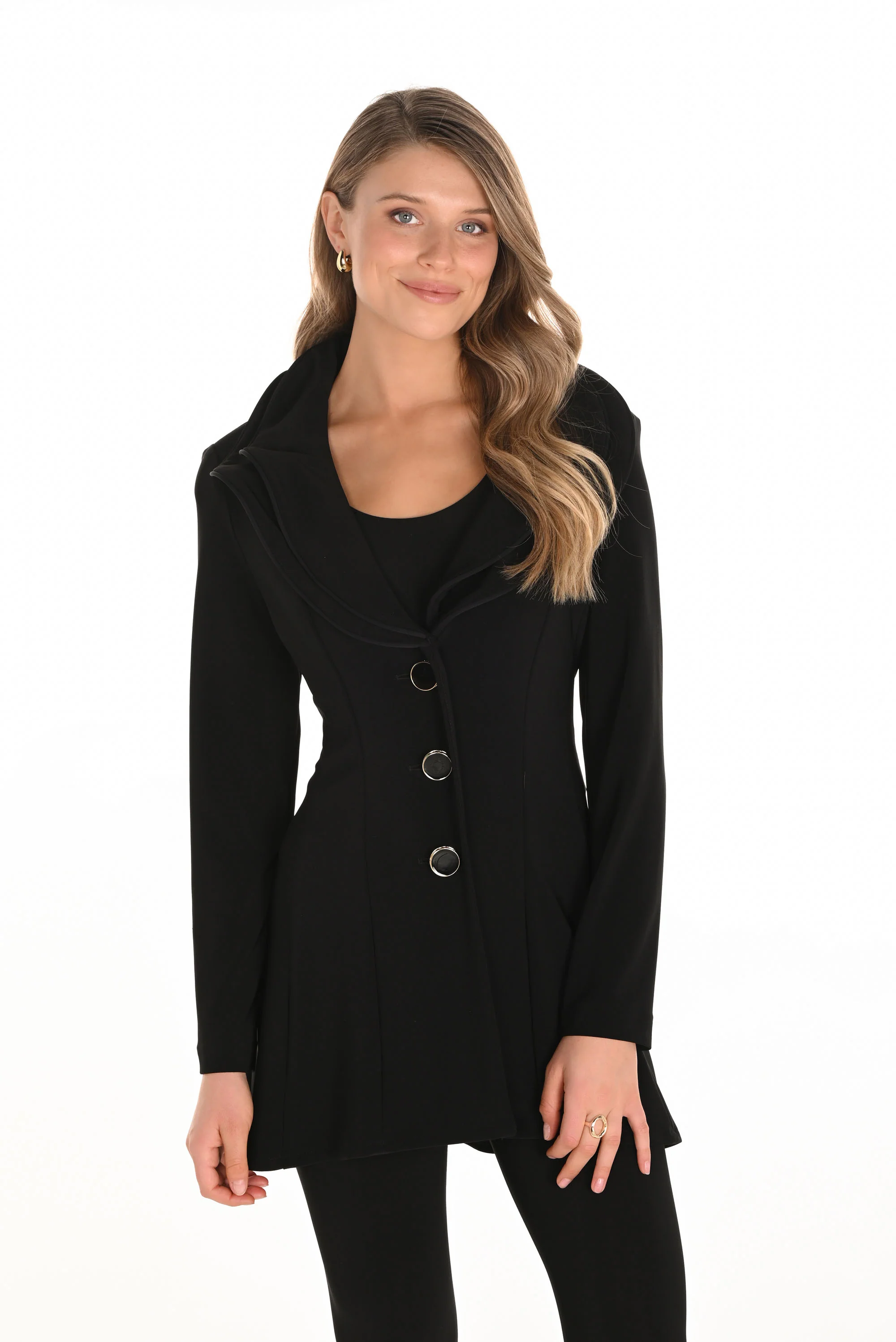 Frank Lyman Black Shawl Collar Hip-length Blazer Style 253045
