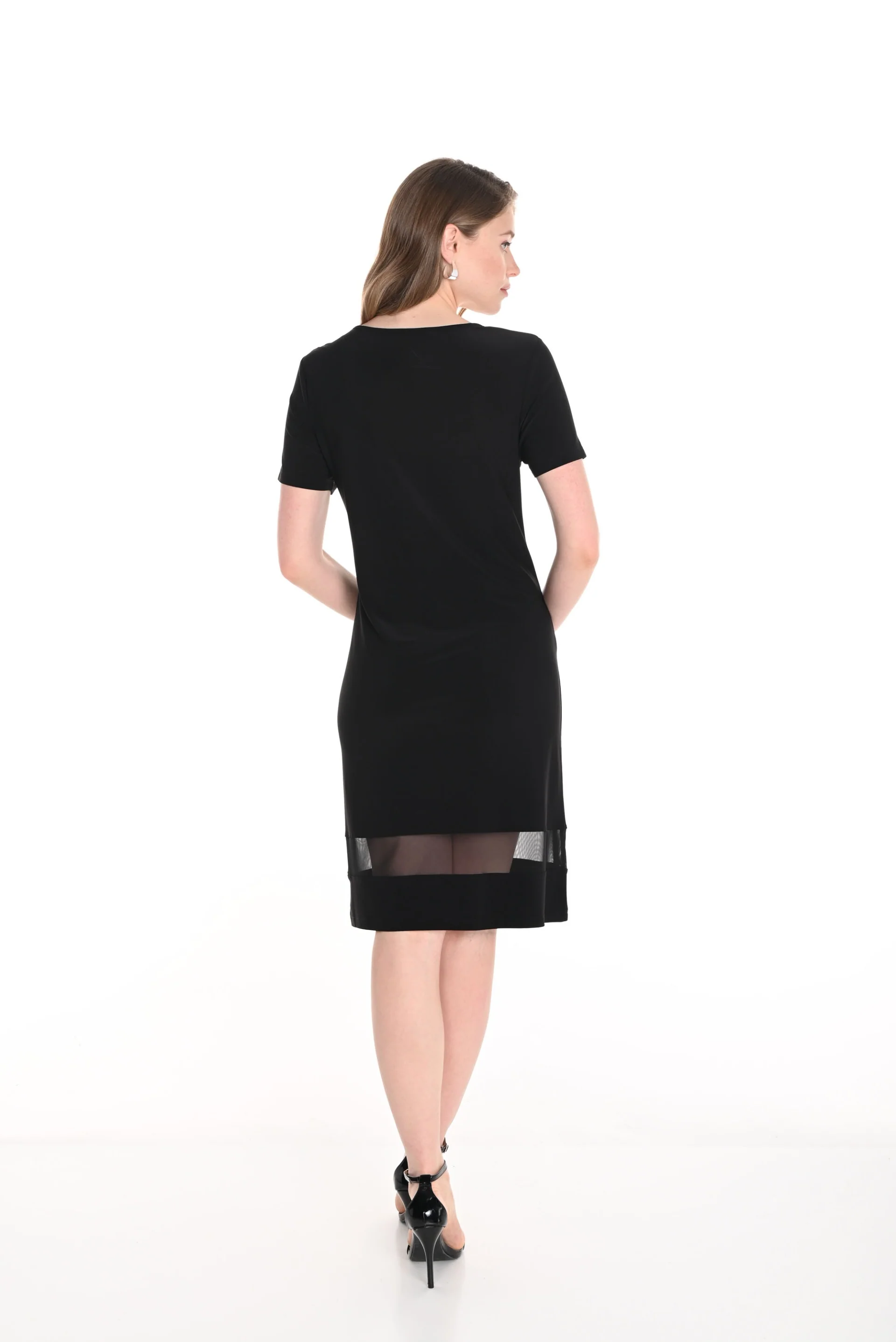 Frank Lyman Black Short Sleeve Dress with Mesh Insert Style 256810U - Image 2