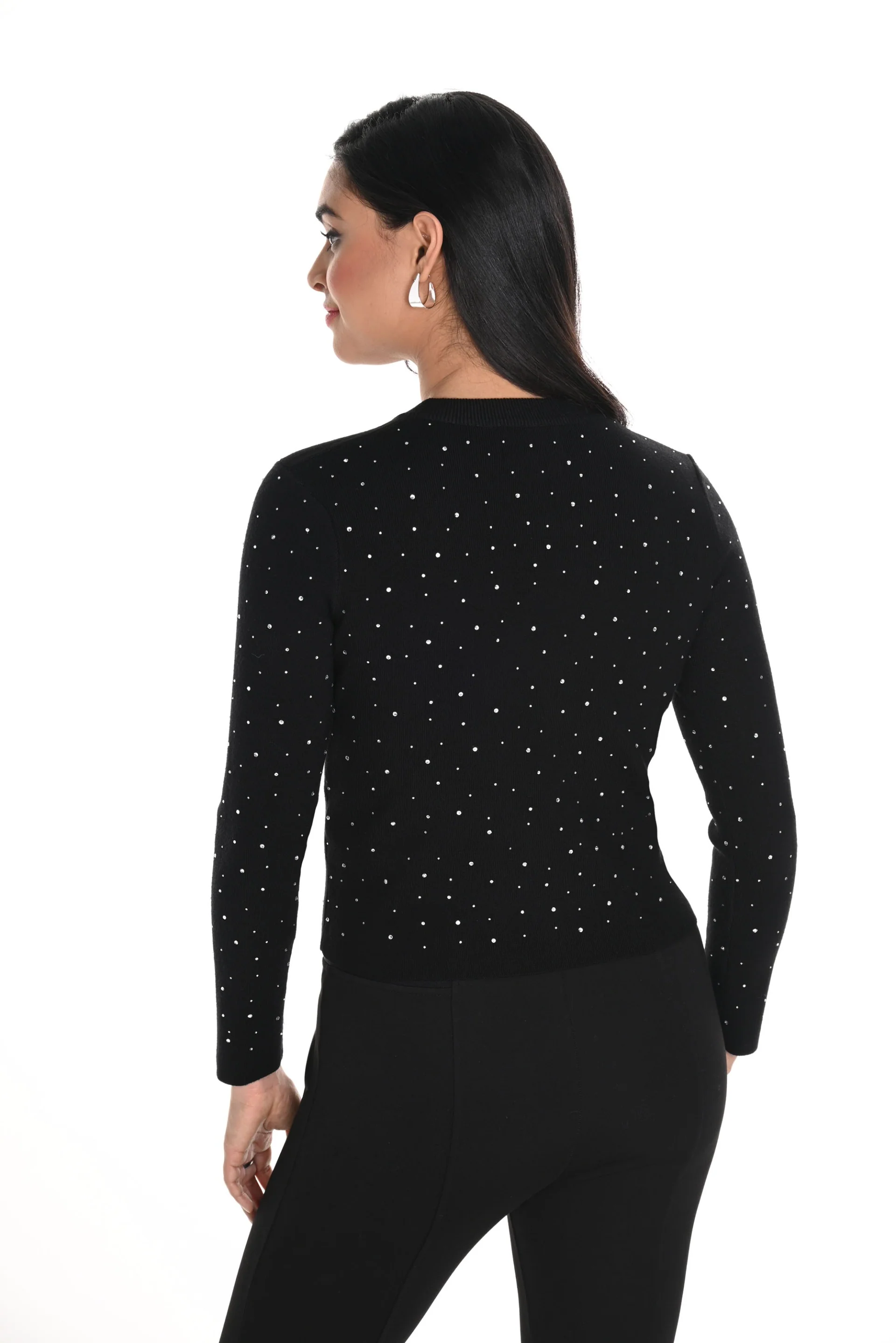 Frank Lyman Black/Silver Cardigan with Rhinestones Style 244611U - Image 2