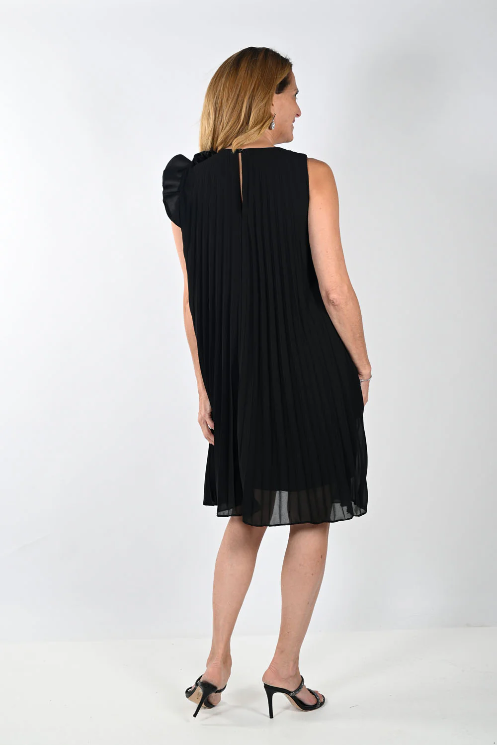 Frank Lyman Black Sleeveless Pleated Dress Style 239817U - Image 2