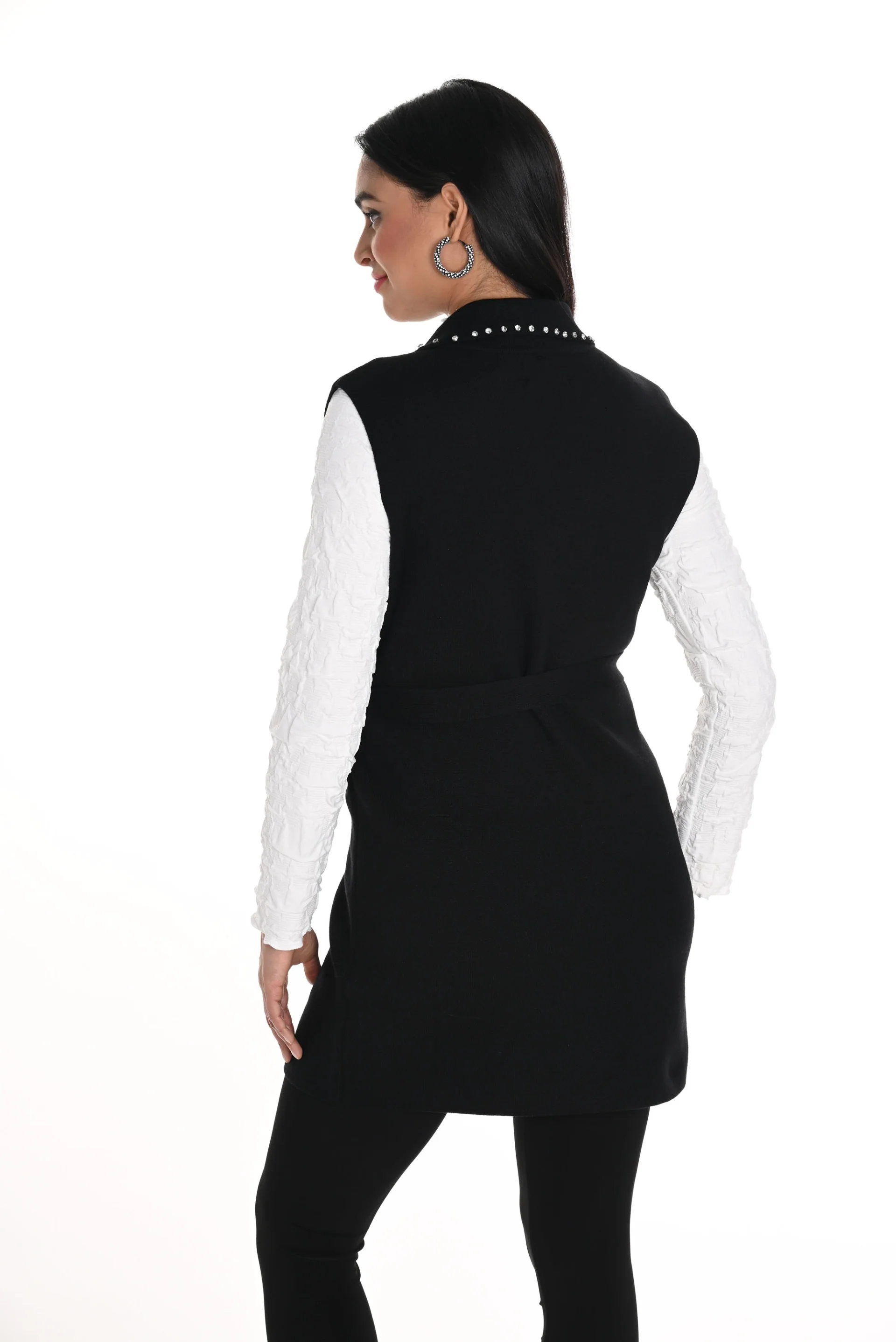 Frank Lyman Black Sleeveless Vest with Belt Style 244652U - Image 2