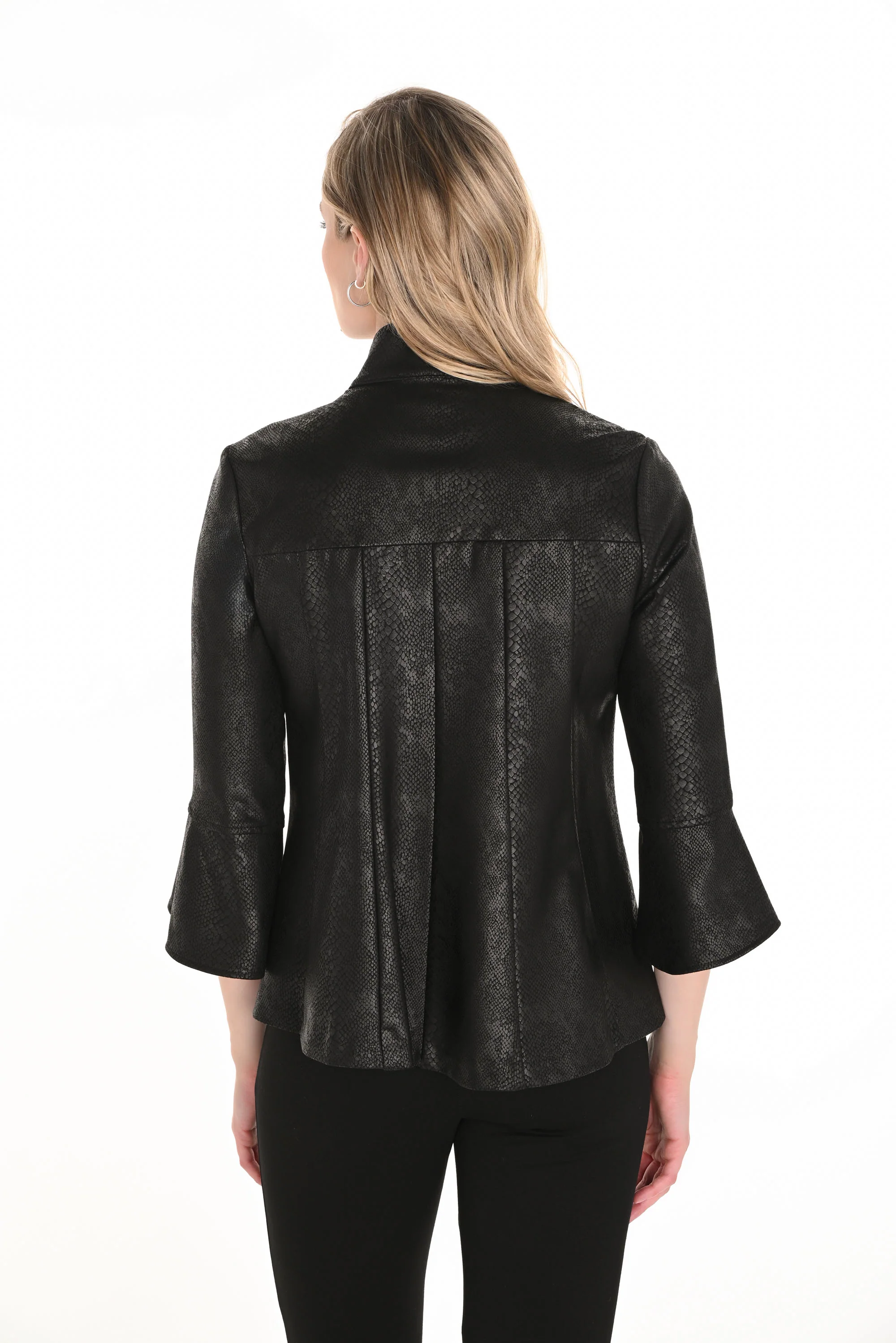 Frank Lyman Black Snake Skin 3/4 Bell Sleeve Jacket Style 253237 - Image 2