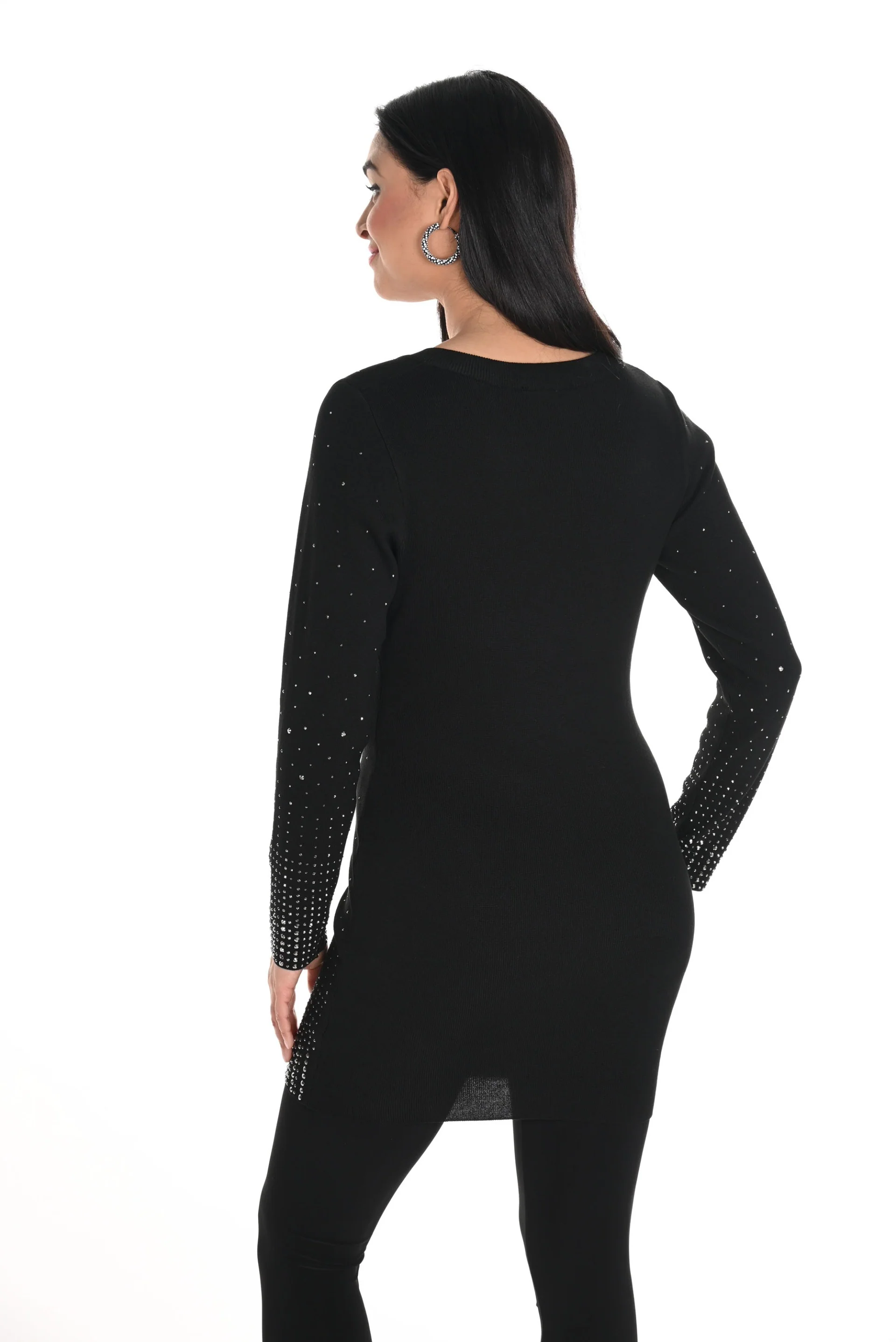 Frank Lyman Black Sweater Knit Tunic with Studs Style 244622U - Image 4