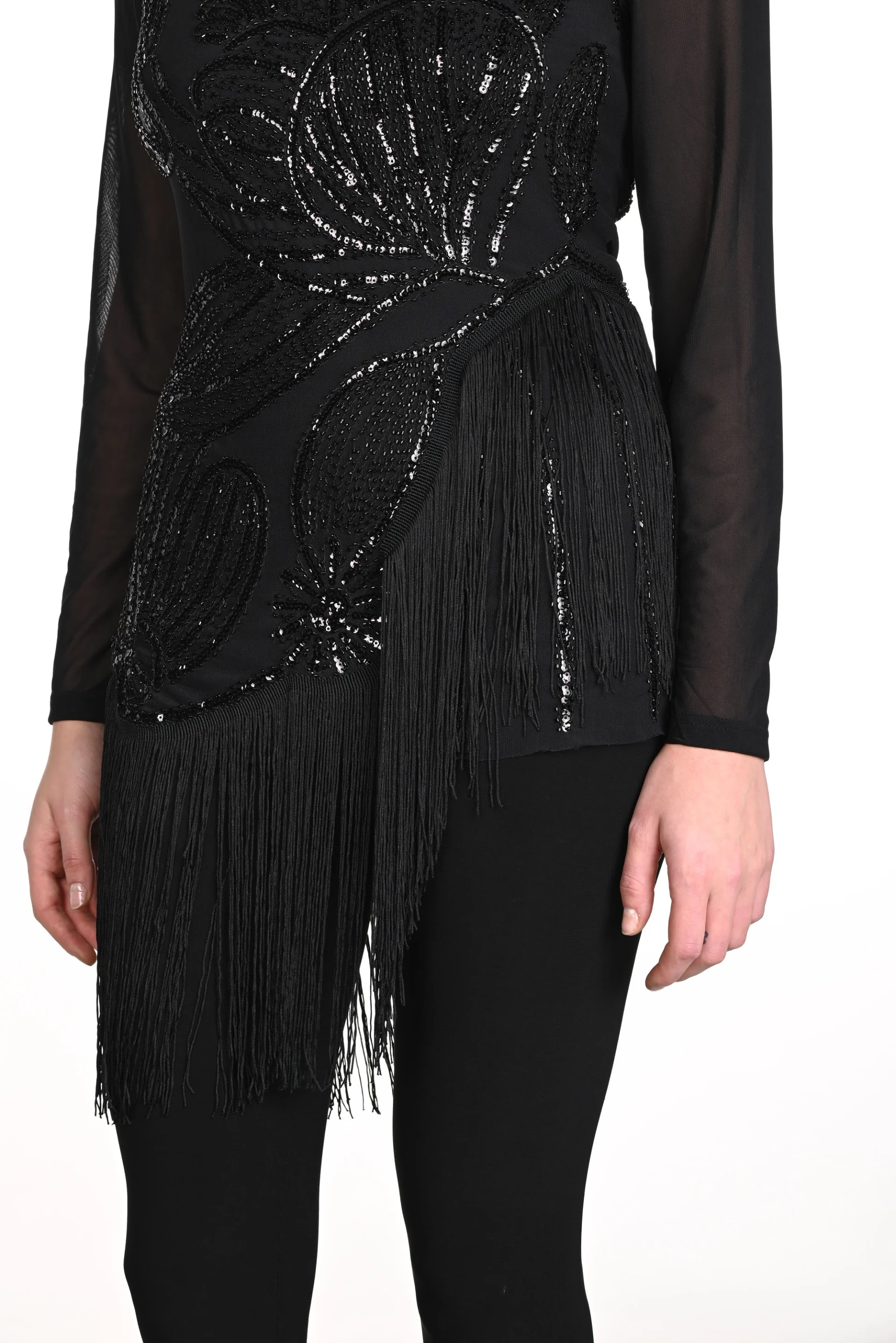 Frank Lyman Black Top with Sequin Detail Style 249413U - Image 3