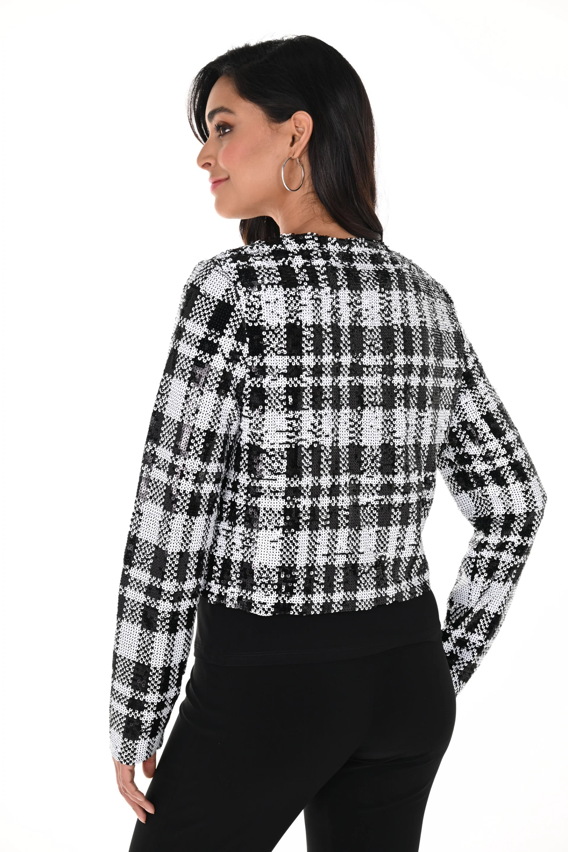 Frank Lyman Black/White Sequin Jacket Style 246239U - Image 2