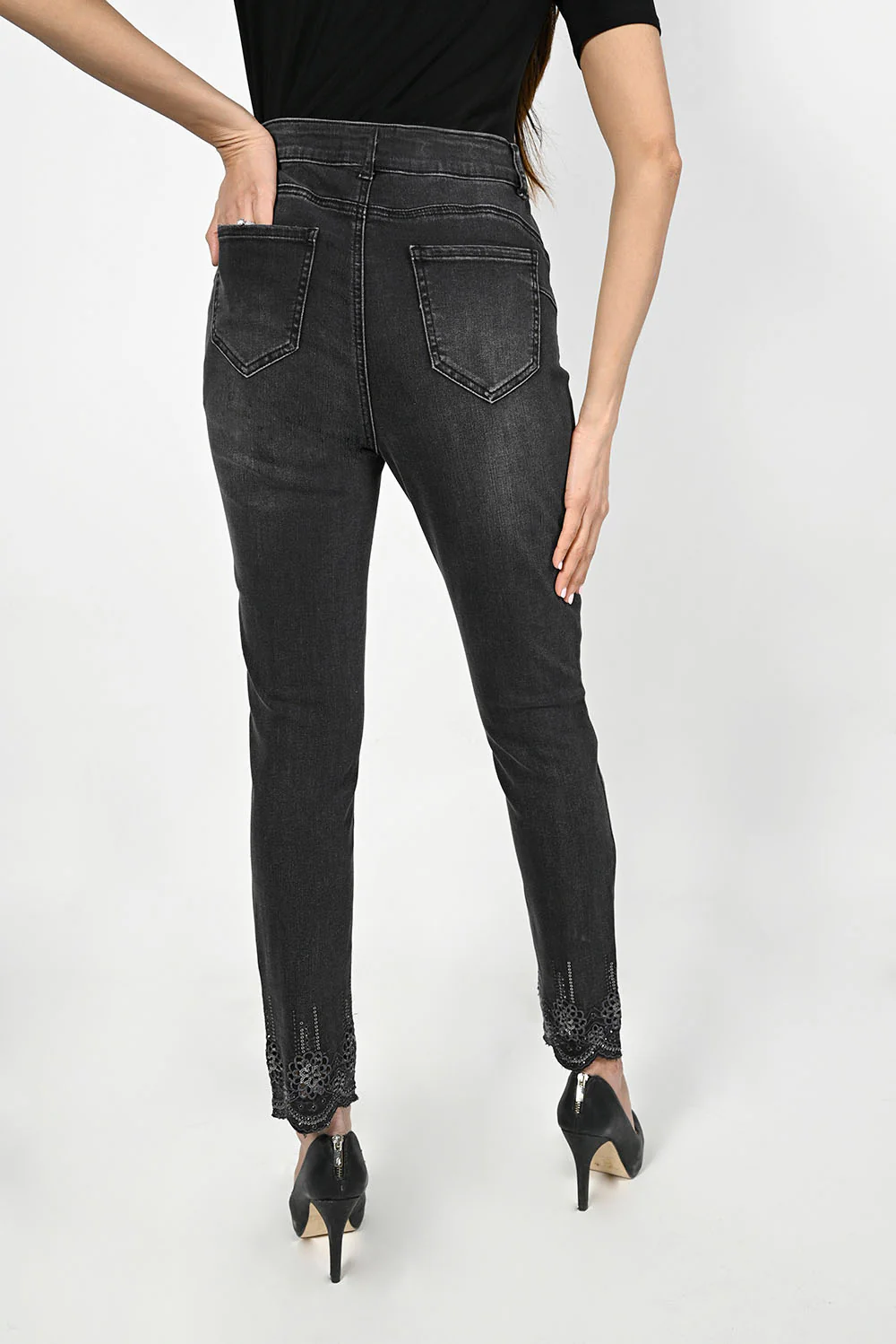 Frank Lyman Black Woven Denim Pants Style 223421U - Image 3