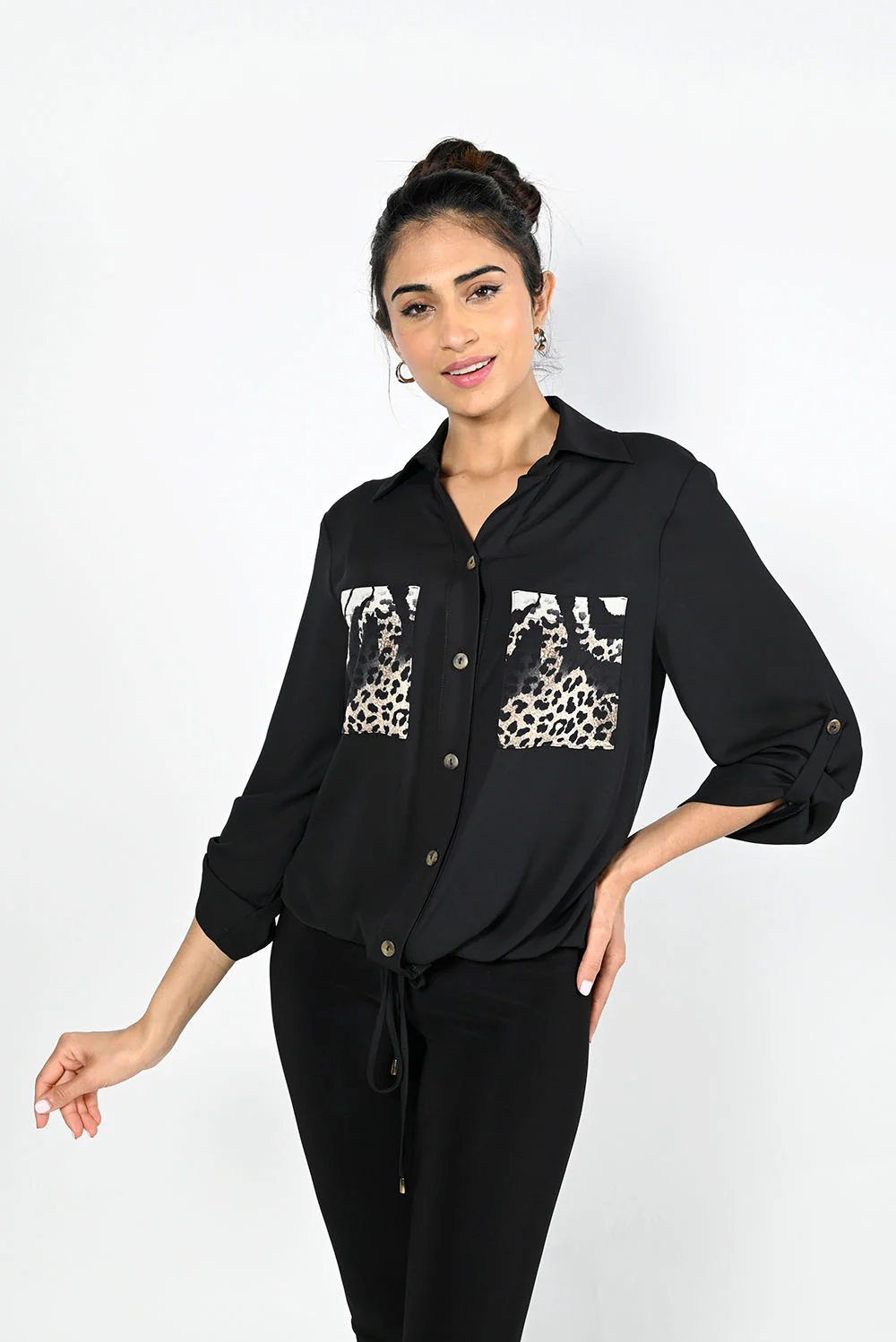 Frank Lyman Black Woven Top Style 223336