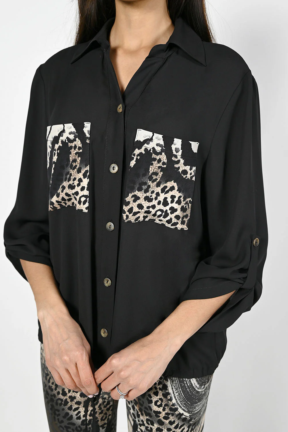 Frank Lyman Black Woven Top Style 223336 - Image 2