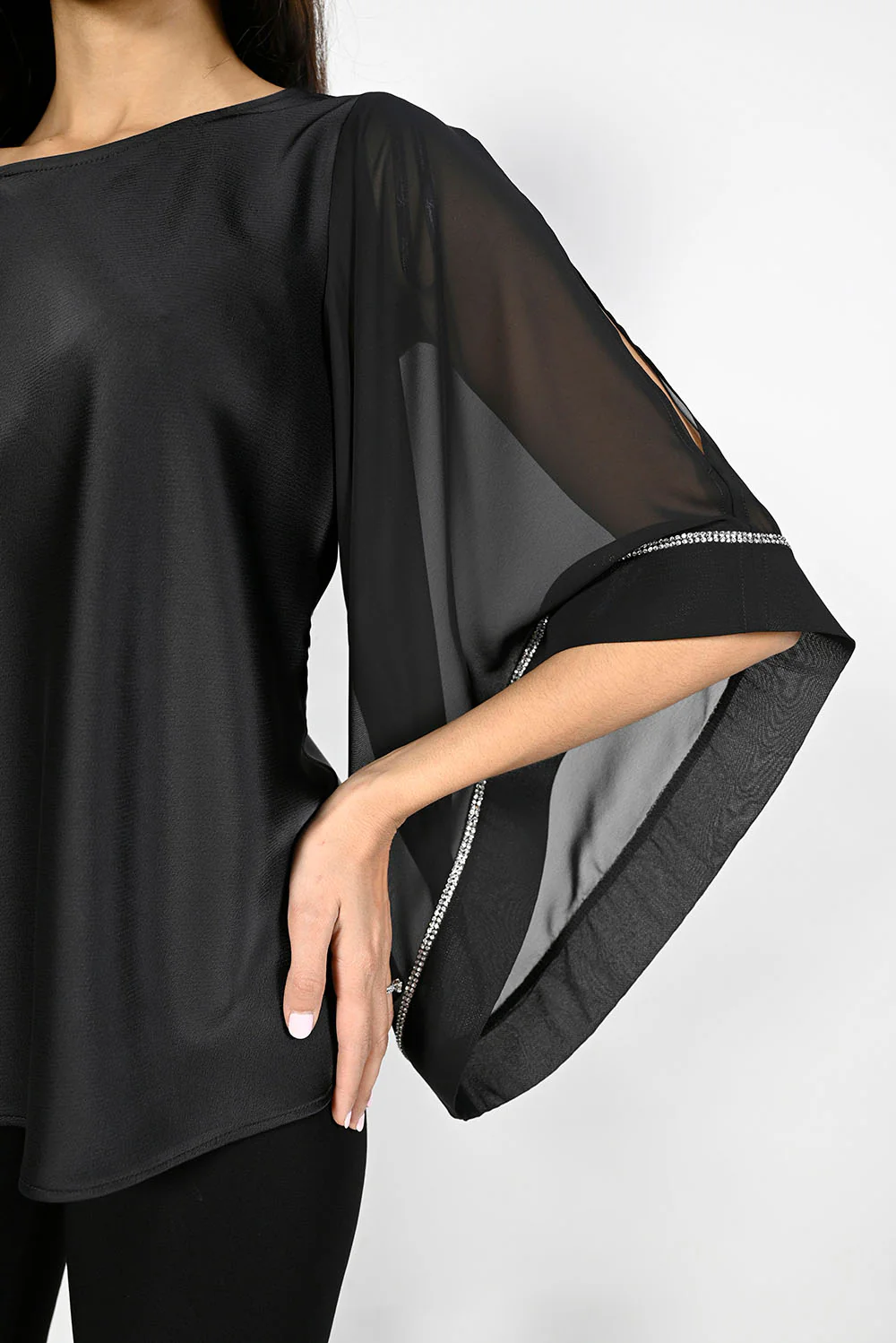 Frank Lyman Black Woven Top Style 229273 - Image 2