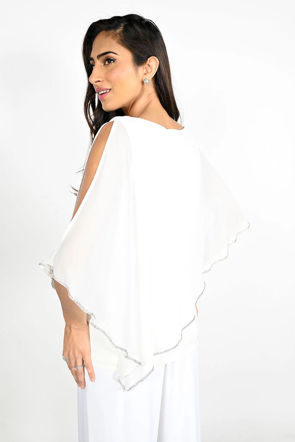 Frank Lyman Chiffon Overlay & Embellished Trim Blouse Style 185420 - Image 5