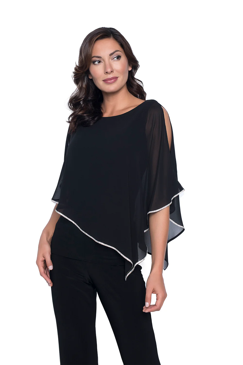 Frank Lyman Chiffon Overlay & Embellished Trim Blouse Style 185420 - Image 6