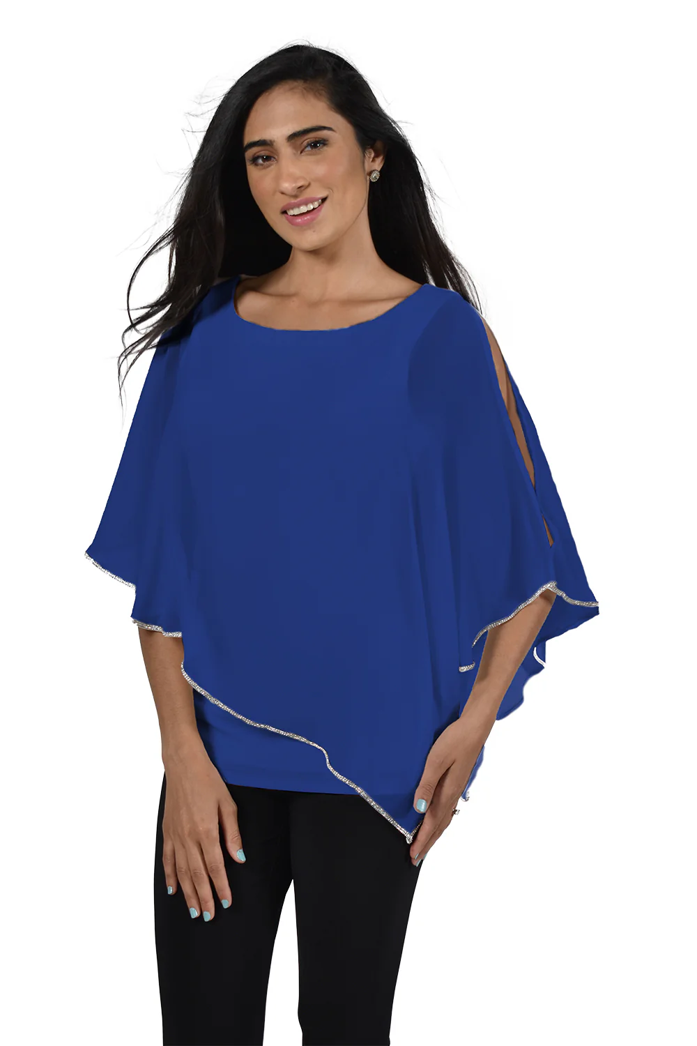 Frank Lyman Chiffon Overlay & Embellished Trim Blouse Style 185420 - Image 7