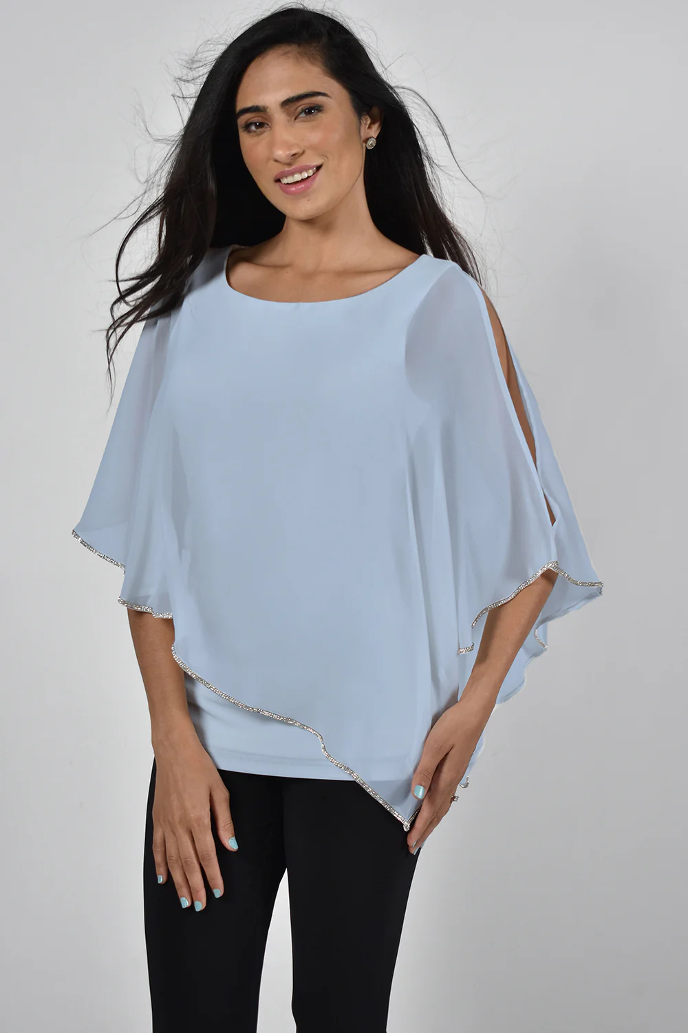 Frank Lyman Chiffon Overlay & Embellished Trim Blouse Style 185420 - Image 8