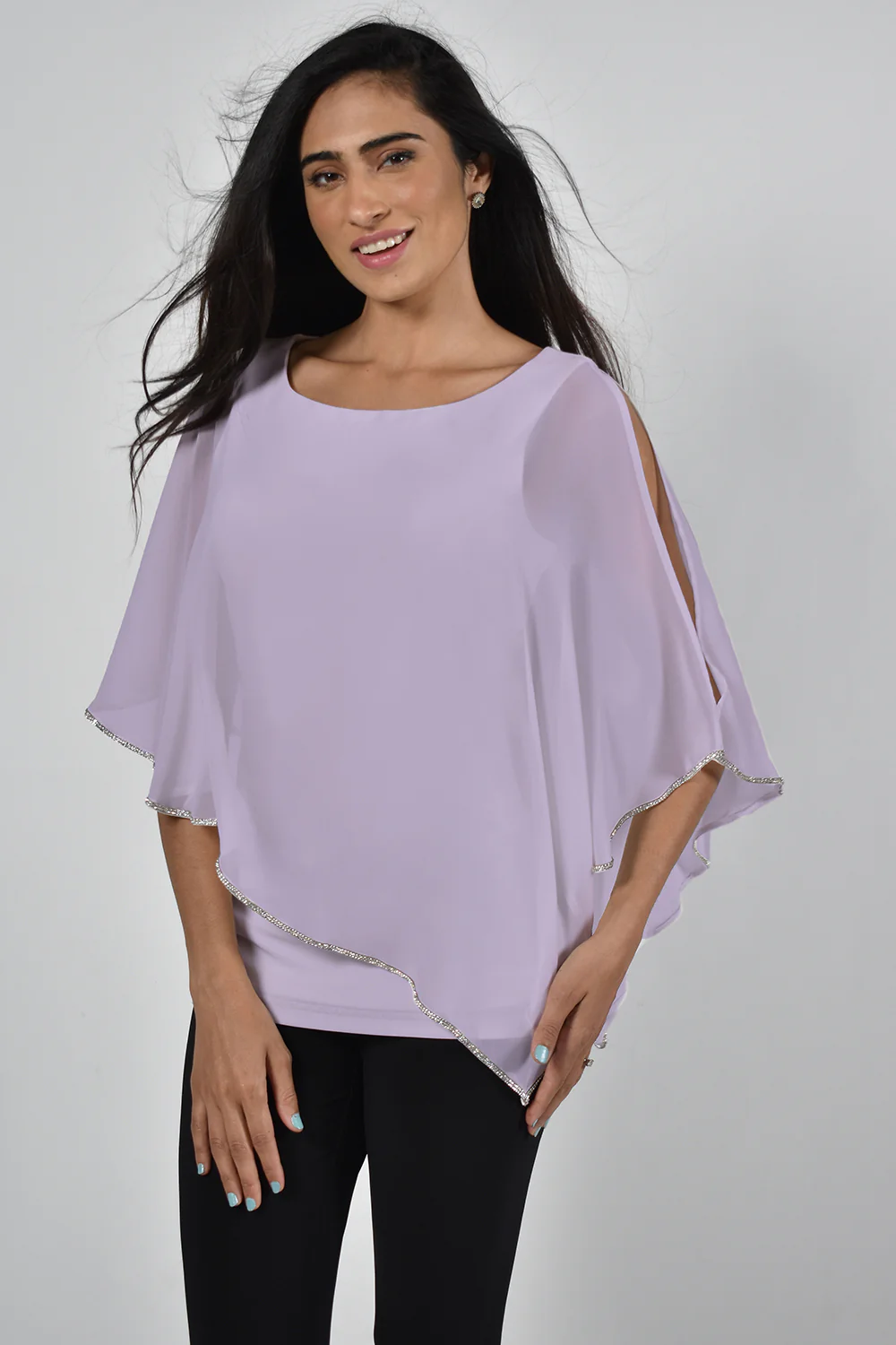 Frank Lyman Chiffon Overlay & Embellished Trim Blouse Style 185420 - Image 9