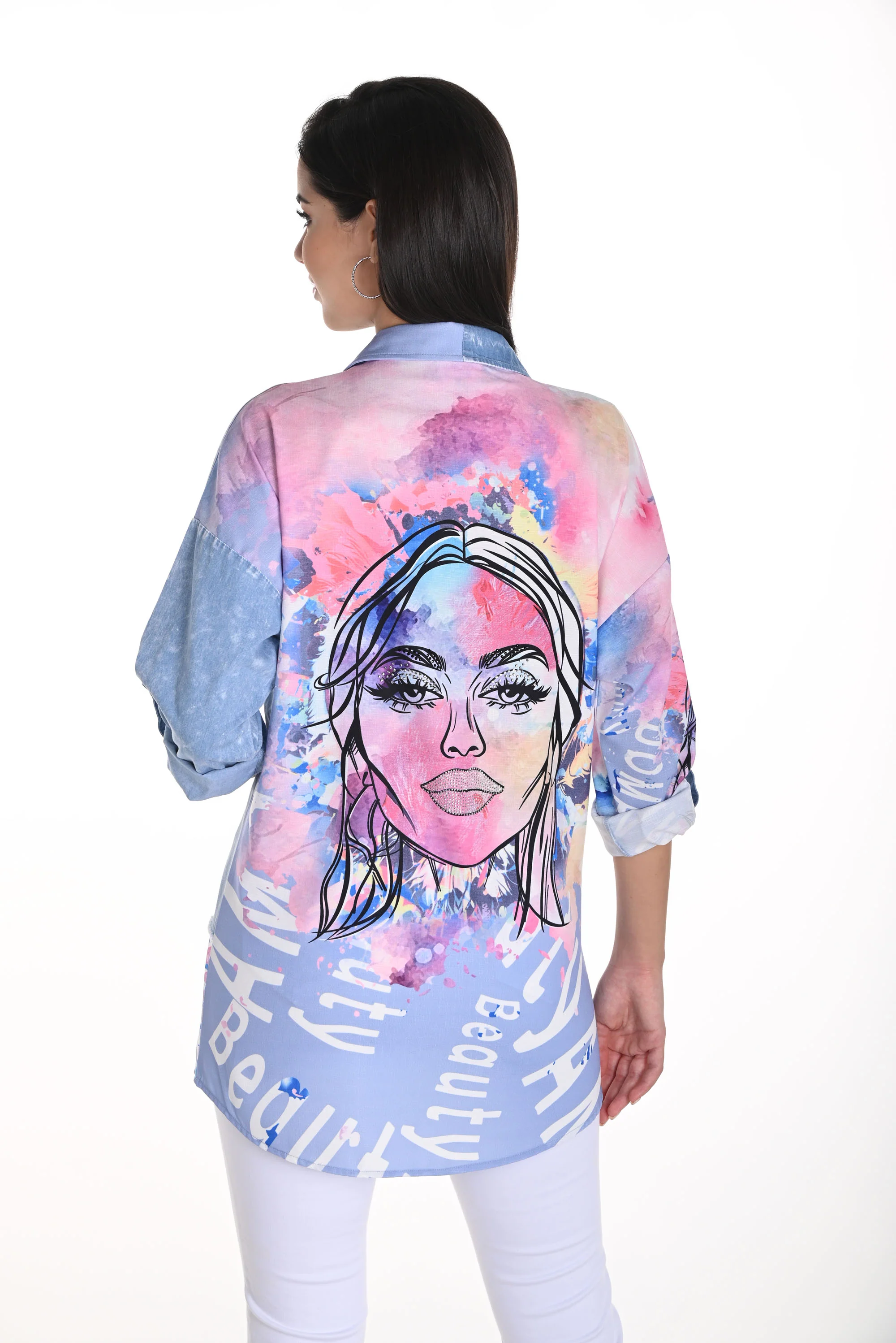 Frank Lyman Abstract Print Button Down Blouse Style 243528U - Image 2