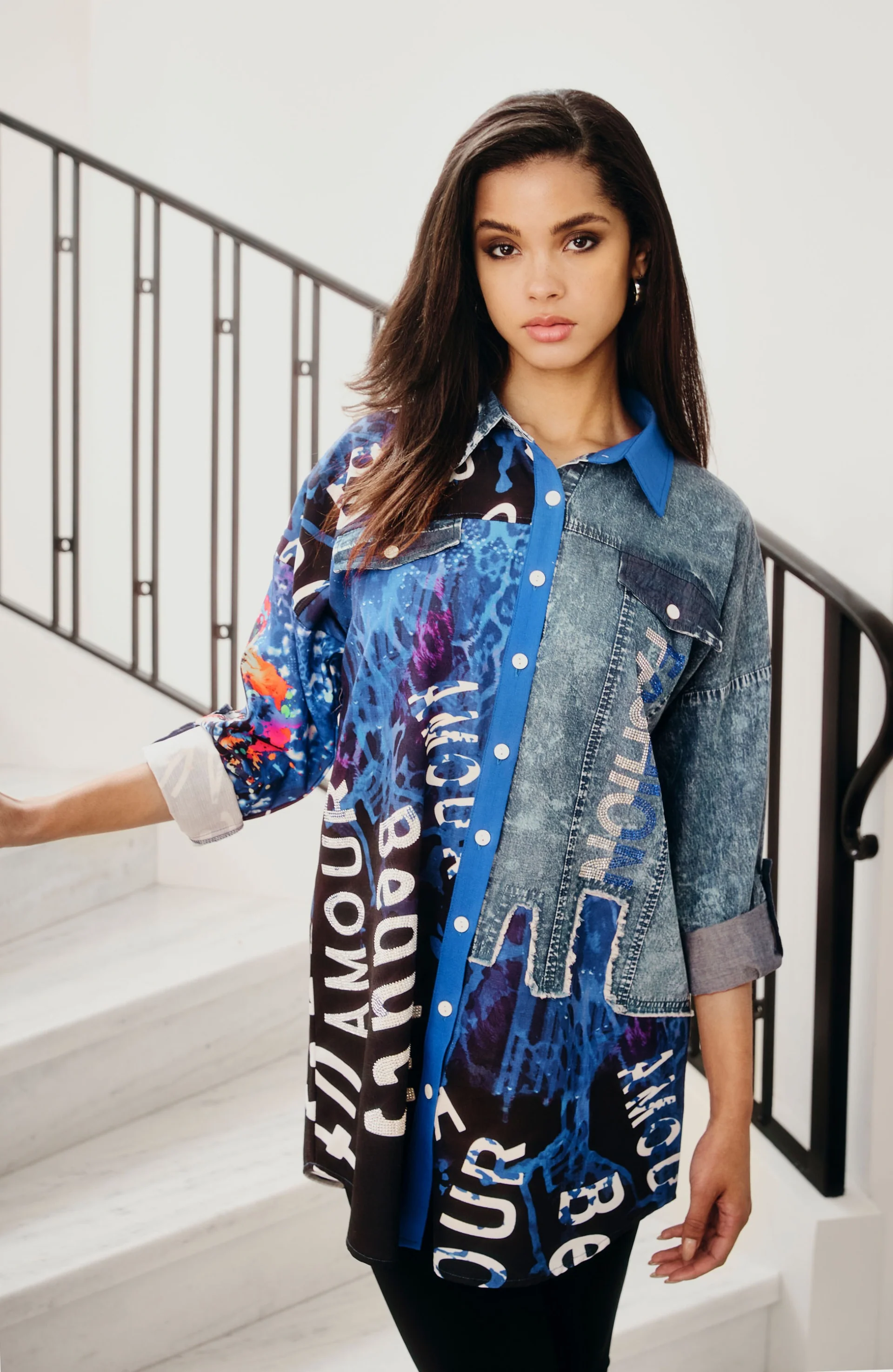Frank Lyman Abstract Print Button Down Blouse Style 243528U - Image 4