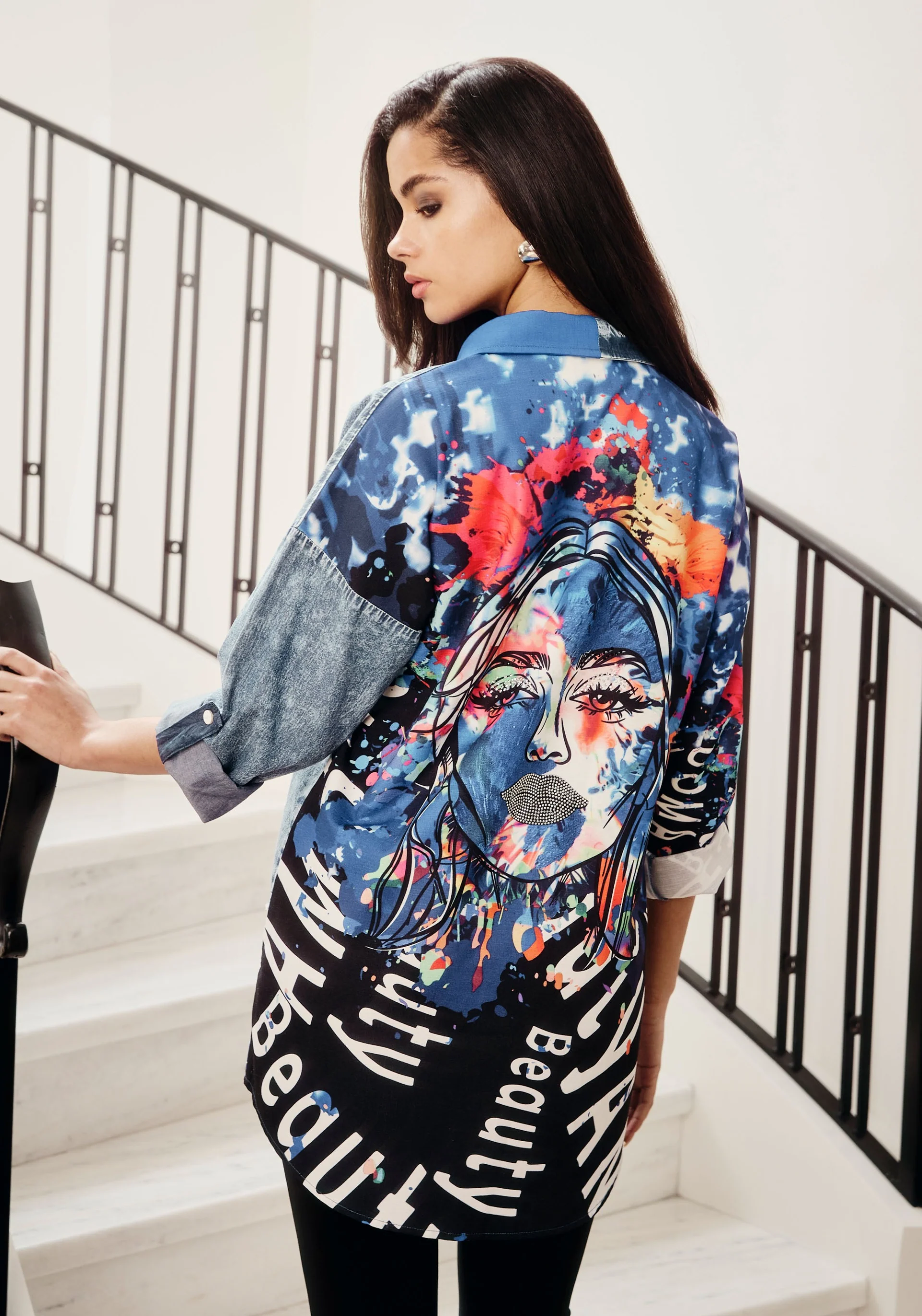 Frank Lyman Abstract Print Button Down Blouse Style 243528U - Image 5